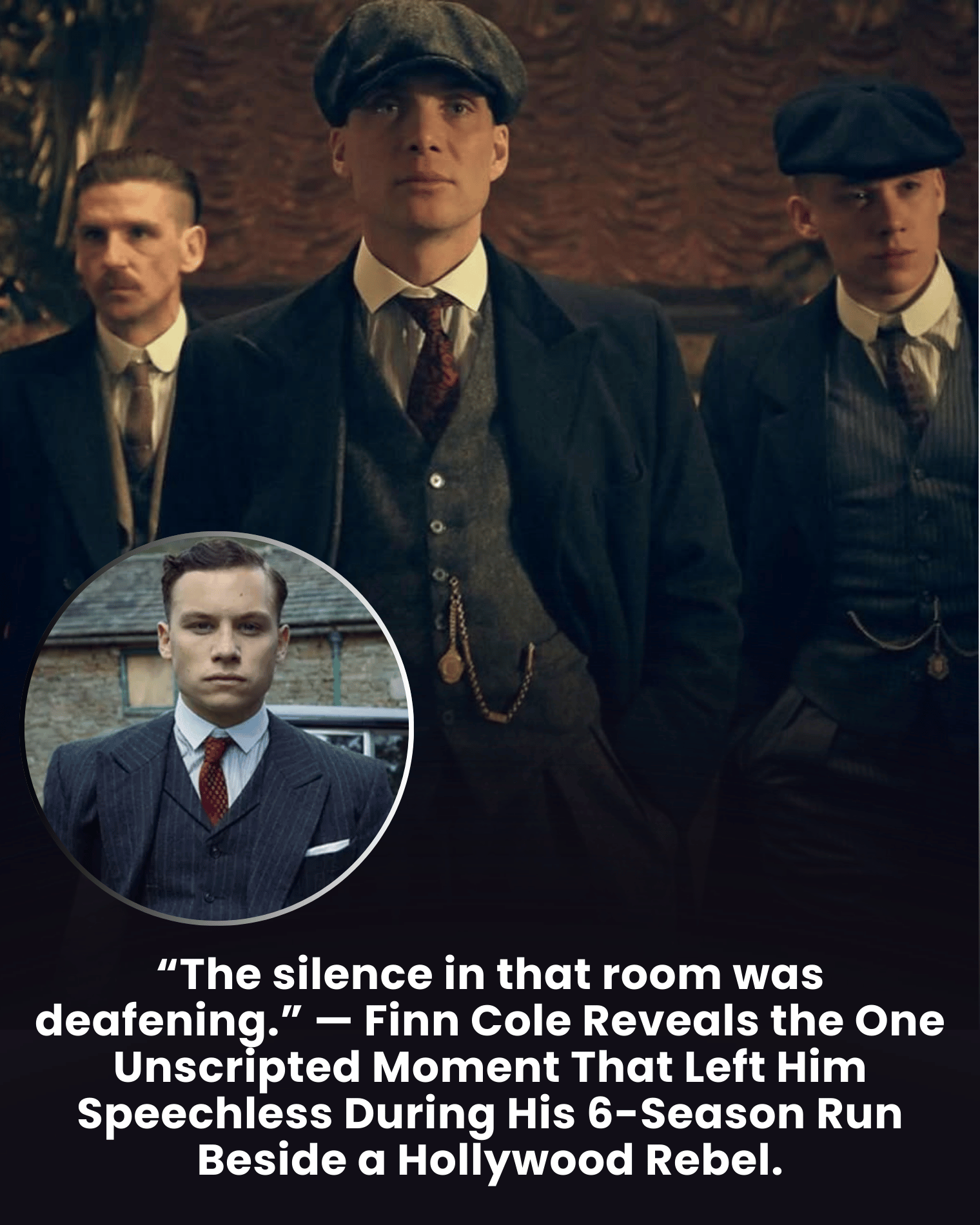 “The silence in that room was deafening.” — Finn Cole Reveals the One Unscripted Moment That Left Him Speechless During His 6-Season Run Beside a Hollywood Rebel.