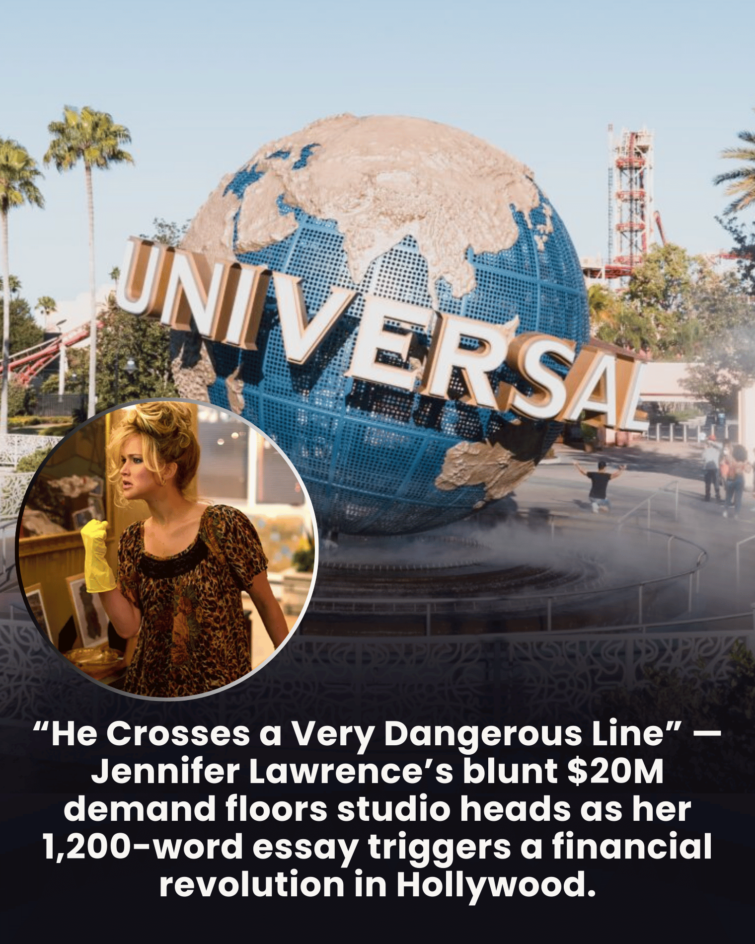 “He Crosses a Very Dangerous Line” — Jennifer Lawrence’s blunt $20M demand floors studio heads as her 1,200-word essay triggers a financial revolution in Hollywood.