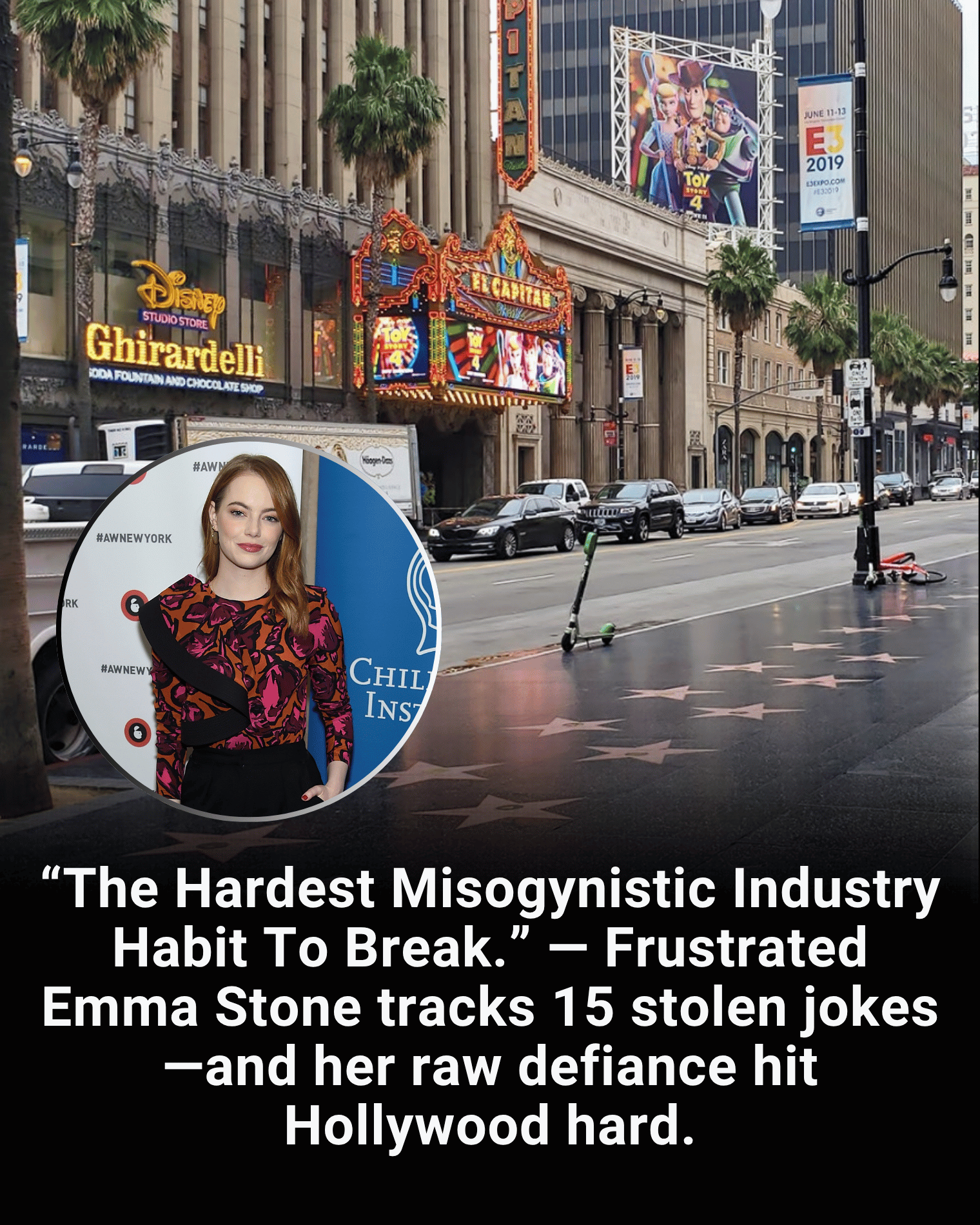 “The Hardest Misogynistic Industry Habit To Break.” — Frustrated Emma Stone tracks 15 stolen jokes—and her raw defiance hit Hollywood hard.