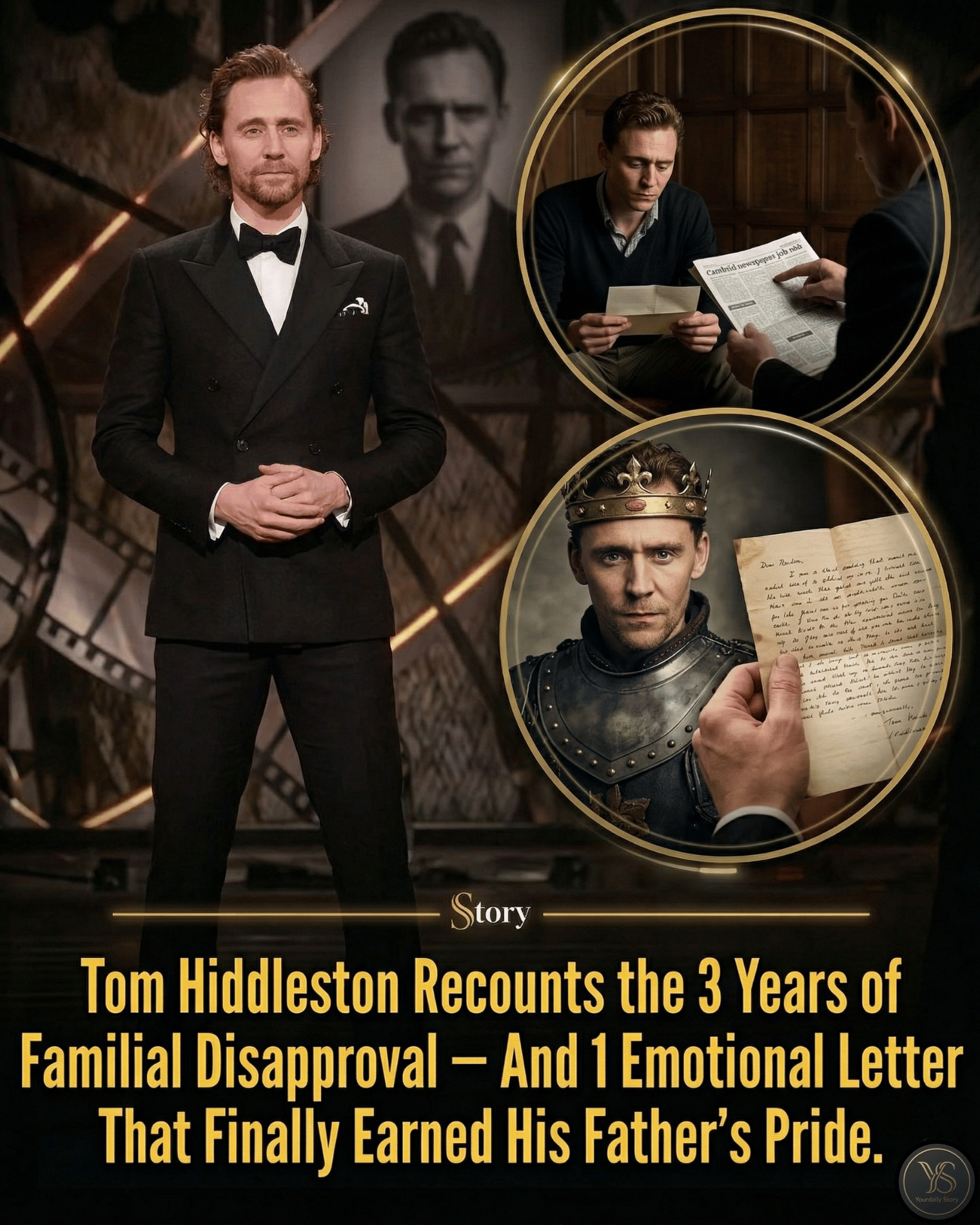 Tom Hiddleston Recounts the 3 Years of Familial Disapproval — And 1 Emotional Letter That Finally Earned His Father’s Pride.