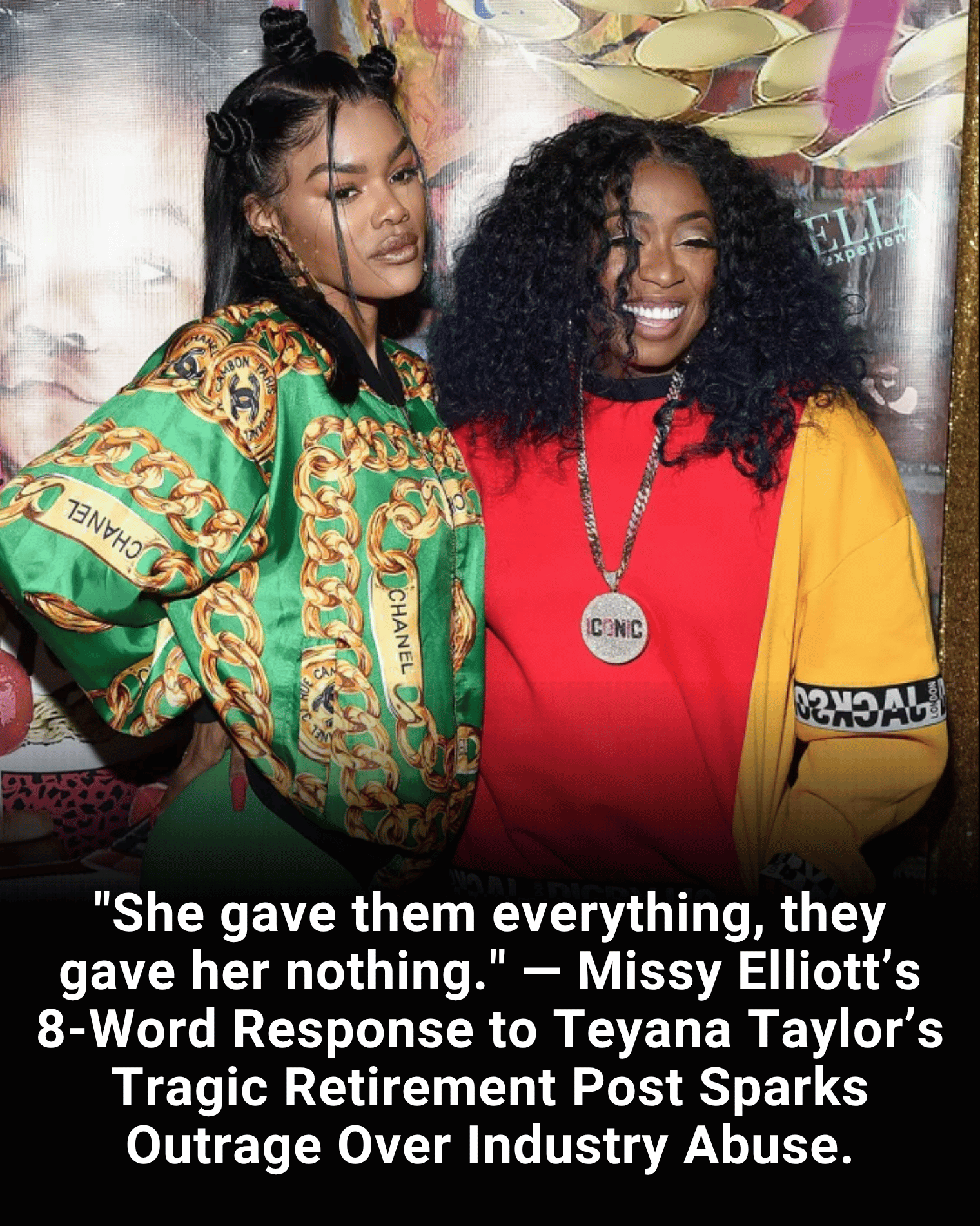 “She gave them everything, they gave her nothing.” — Missy Elliott’s 8-Word Response to Teyana Taylor’s Tragic Retirement Post Sparks Outrage Over Industry Abuse.