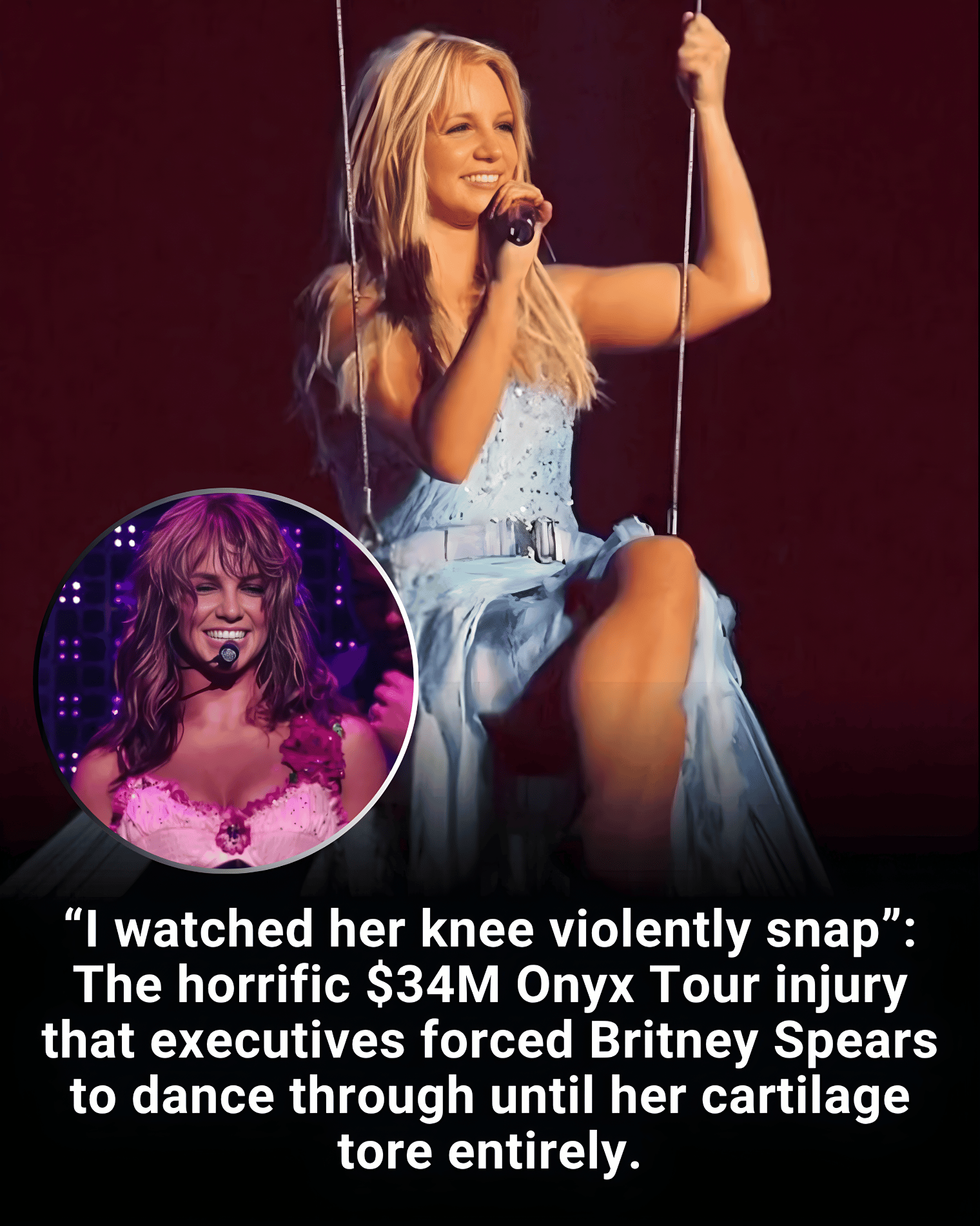 “I watched her knee violently snap”: The horrific $34M Onyx Tour injury that executives forced Britney Spears to dance through until her cartilage tore entirely.