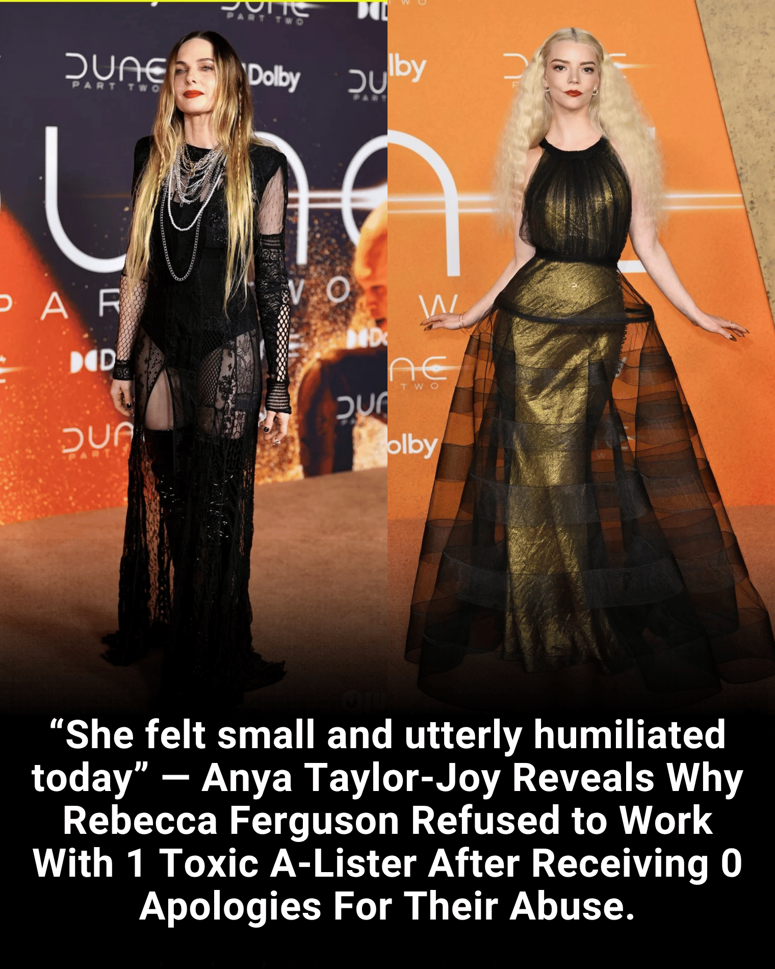 “She felt small and utterly humiliated today” — Anya Taylor-Joy Reveals Why Rebecca Ferguson Refused to Work With 1 Toxic A-Lister After Receiving 0 Apologies For Their Abuse.
