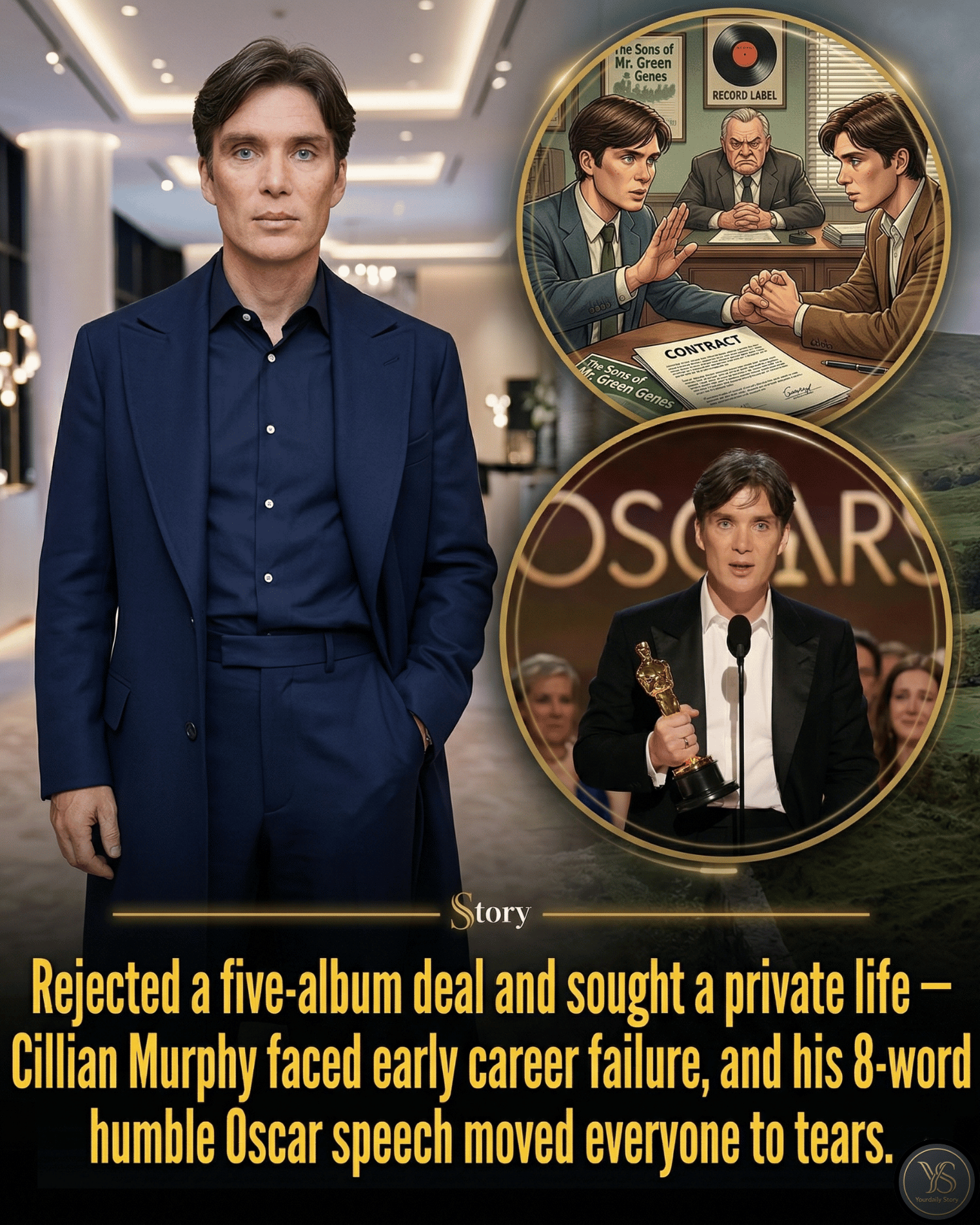 Rejected a five-album deal and sought a private life — Cillian Murphy faced early career failure, and his 8-word humble Oscar speech moved everyone to tears.
