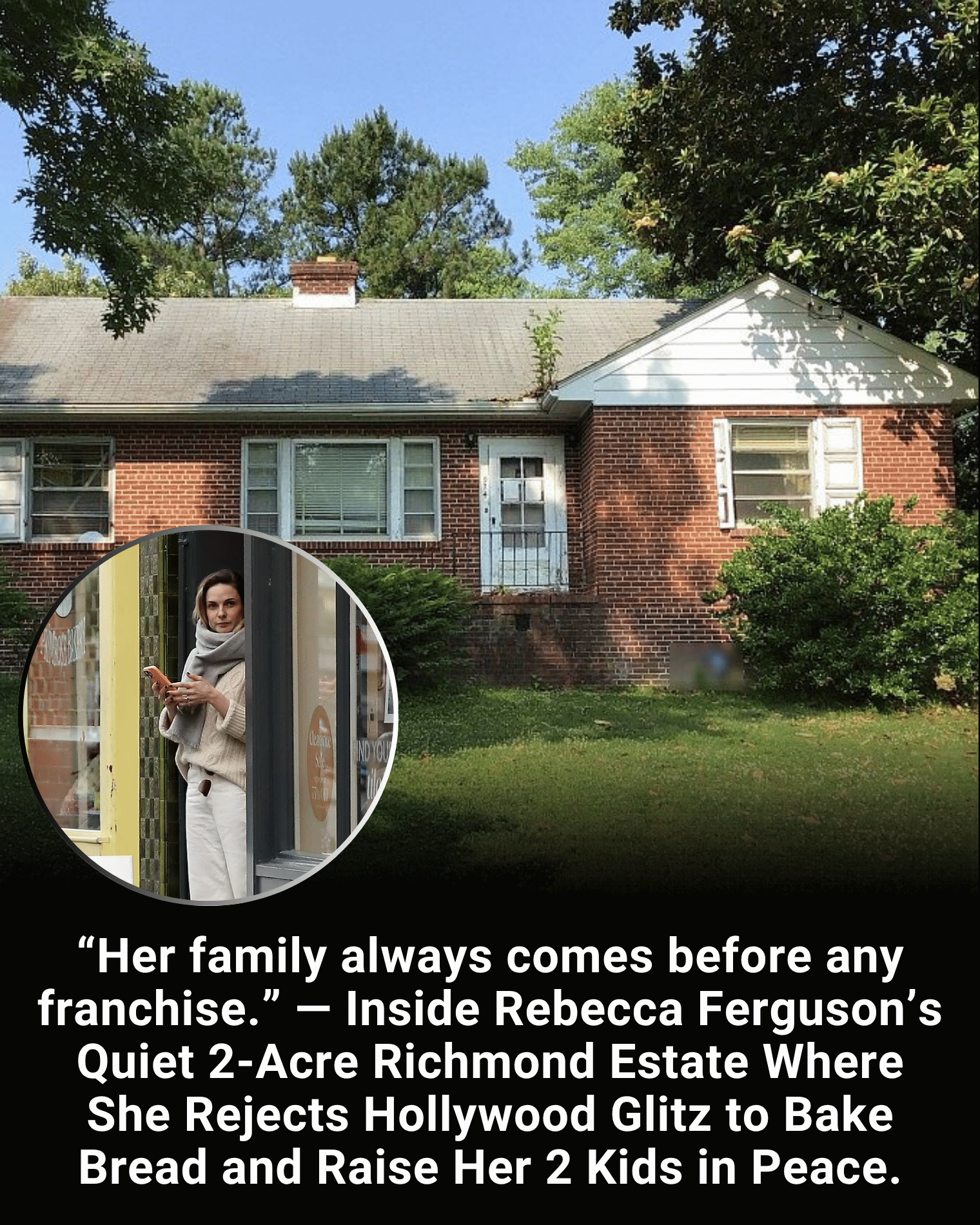 “Her family always comes before any franchise.” — Inside Rebecca Ferguson’s Quiet 2-Acre Richmond Estate Where She Rejects Hollywood Glitz to Bake Bread and Raise Her 2 Kids in Peace.