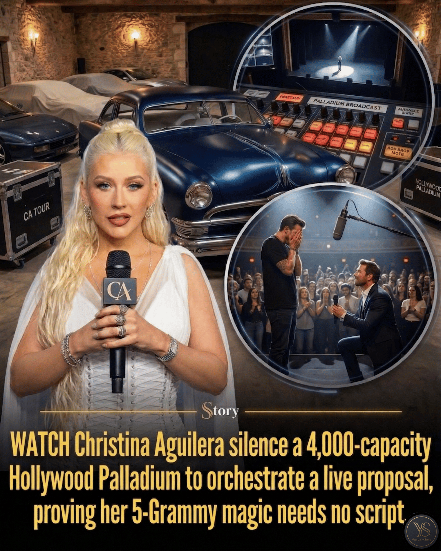 WATCH Christina Aguilera silence a 4,000-capacity Hollywood Palladium to orchestrate a live proposal, proving her 5-Grammy magic needs no script.
