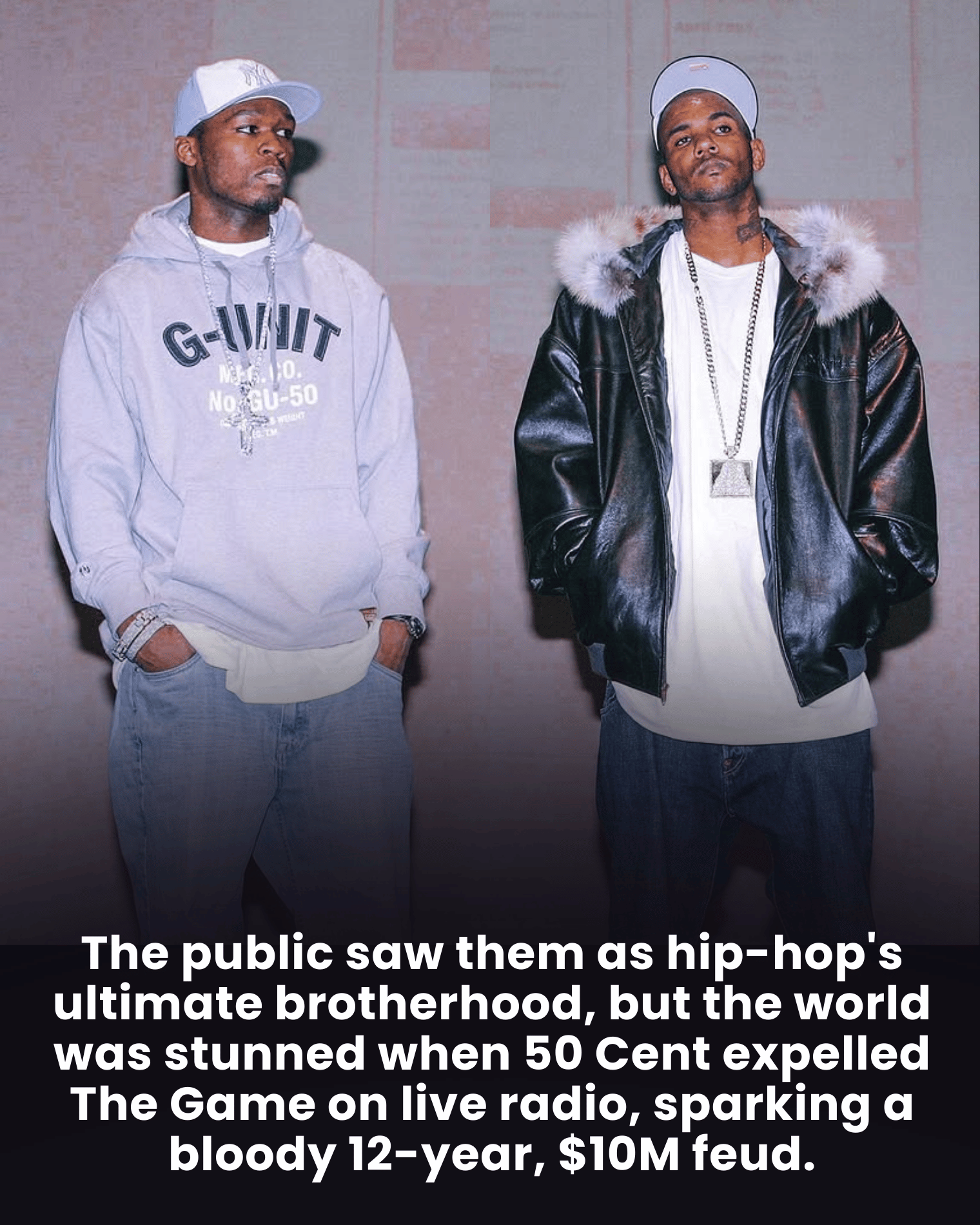 The public saw them as hip-hop’s ultimate brotherhood, but the world was stunned when 50 Cent expelled The Game on live radio, sparking a bloody 12-year, $10M feud.