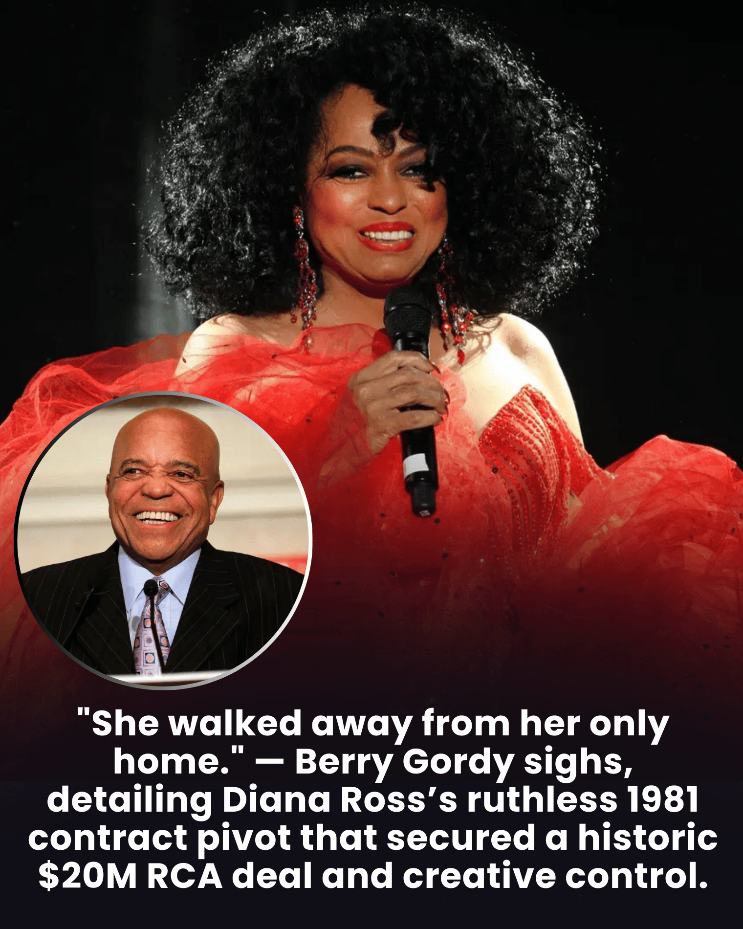“She walked away from her only home.” — Berry Gordy sighs, detailing Diana Ross’s ruthless 1981 contract pivot that secured a historic $20M RCA deal and creative control.