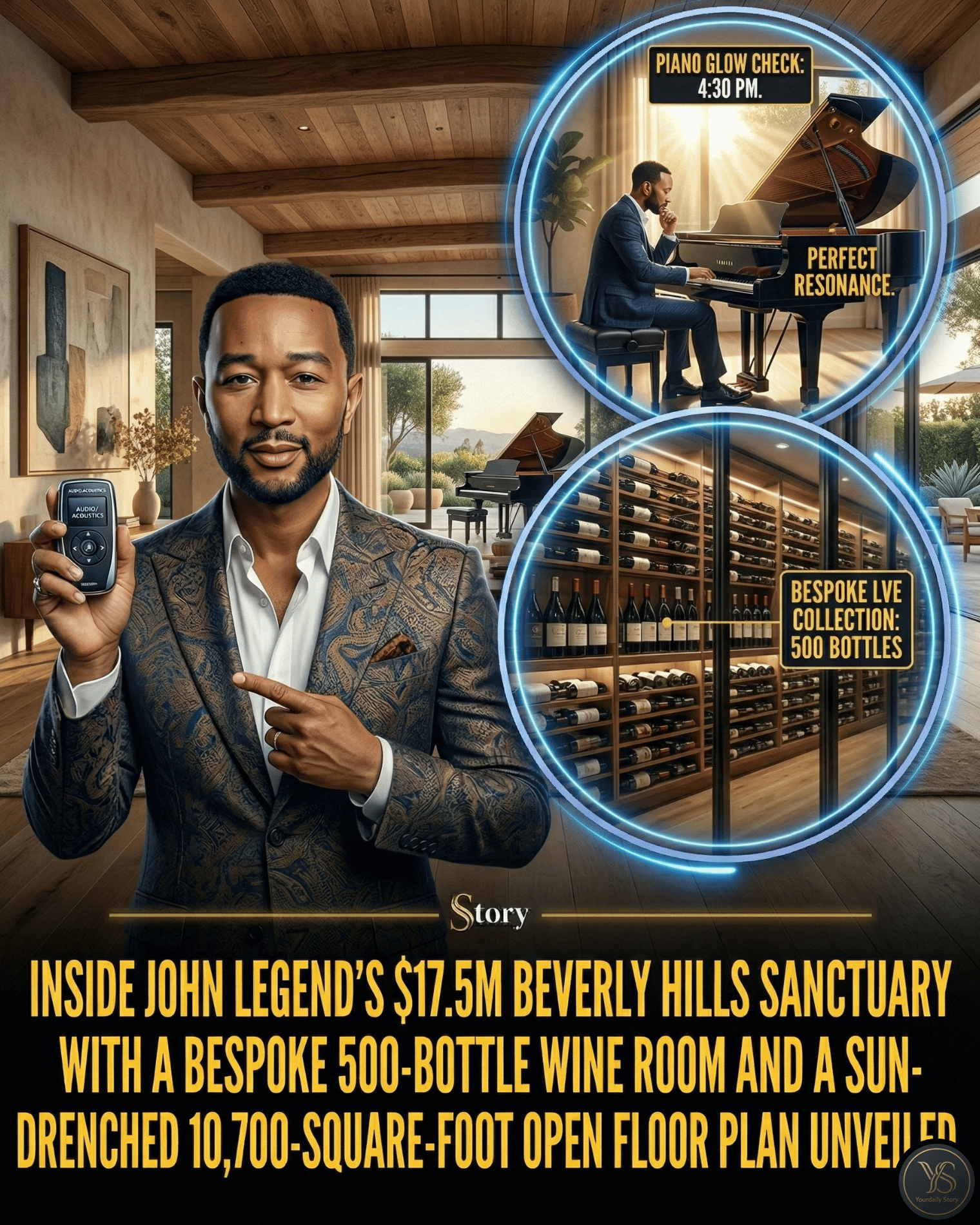 Inside John Legend’s $17.5M Beverly Hills Sanctuary with a Bespoke 500-Bottle Wine Room and a Sun-Drenched 10,700-Square-Foot Open Floor Plan Unveiled.