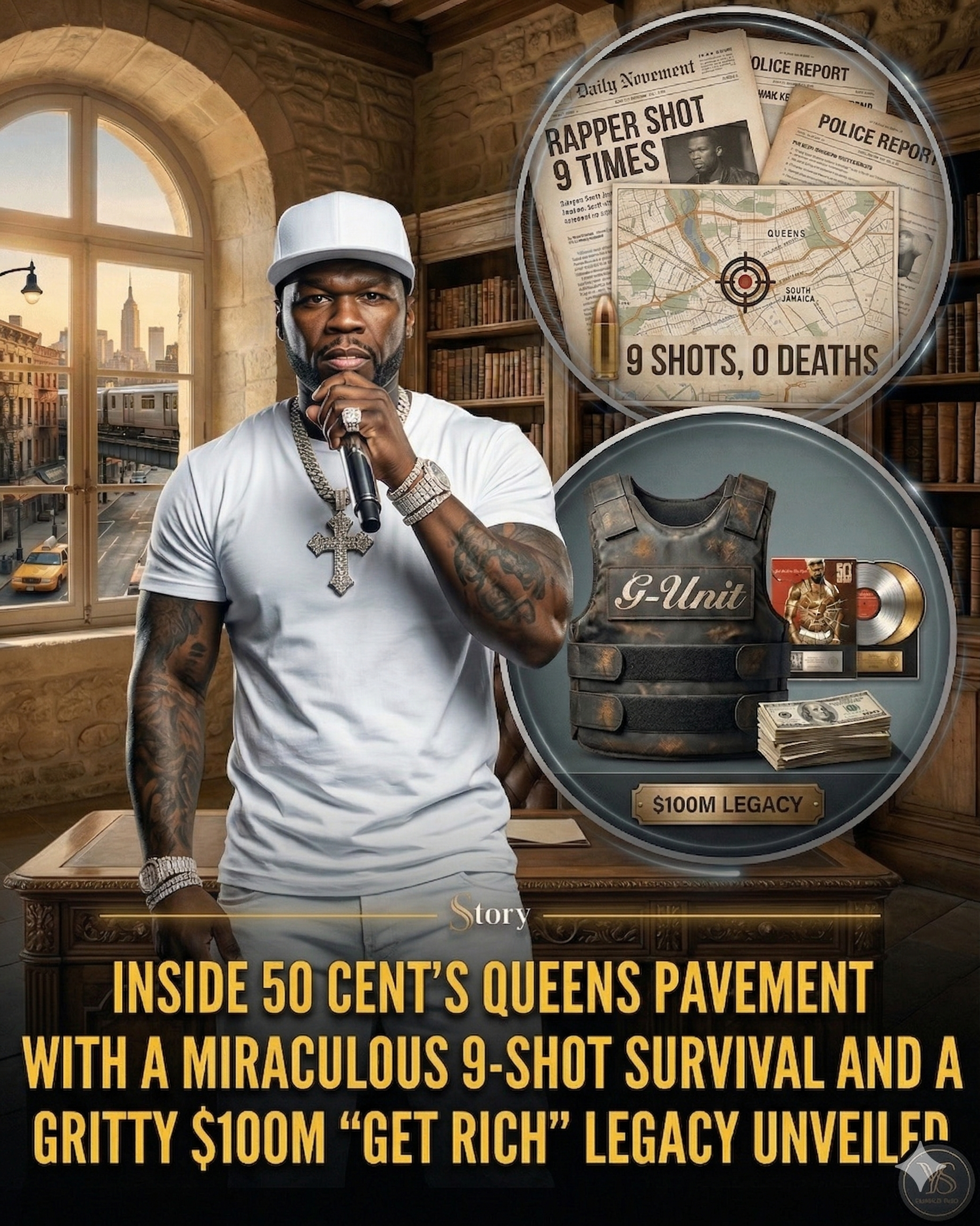 Inside 50 Cent’s Queens pavement with a miraculous 9-shot survival and a gritty $100M “Get Rich” legacy unveiled.