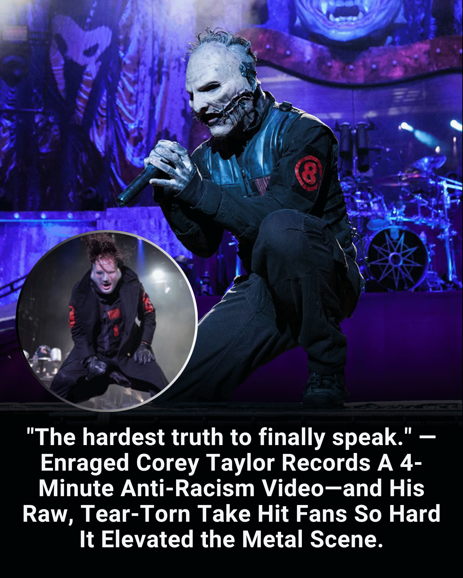 “The hardest truth to finally speak.” — Enraged Corey Taylor Records A 4-Minute Anti-Racism Video—and His Raw, Tear-Torn Take Hit Fans So Hard It Elevated the Metal Scene.