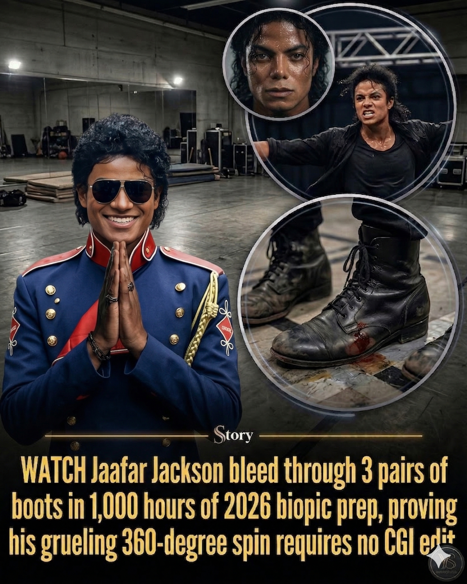 WATCH Jaafar Jackson bleed through 3 pairs of boots in 1,000 hours of 2026 biopic prep, proving his grueling 360-degree spin requires no CGI edit.