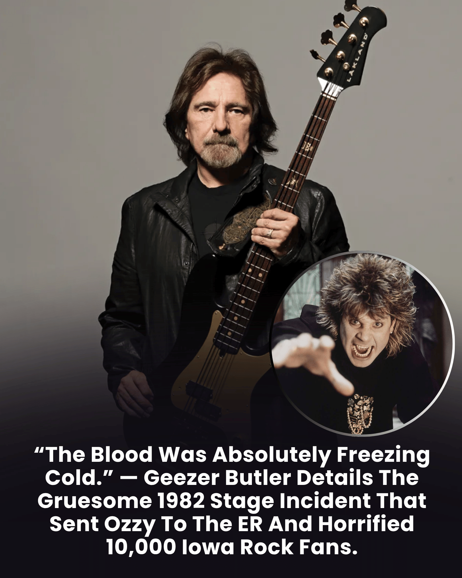 “The Blood Was Absolutely Freezing Cold.” — Geezer Butler Details The Gruesome 1982 Stage Incident That Sent Ozzy To The ER And Horrified 10,000 Iowa Rock Fans.