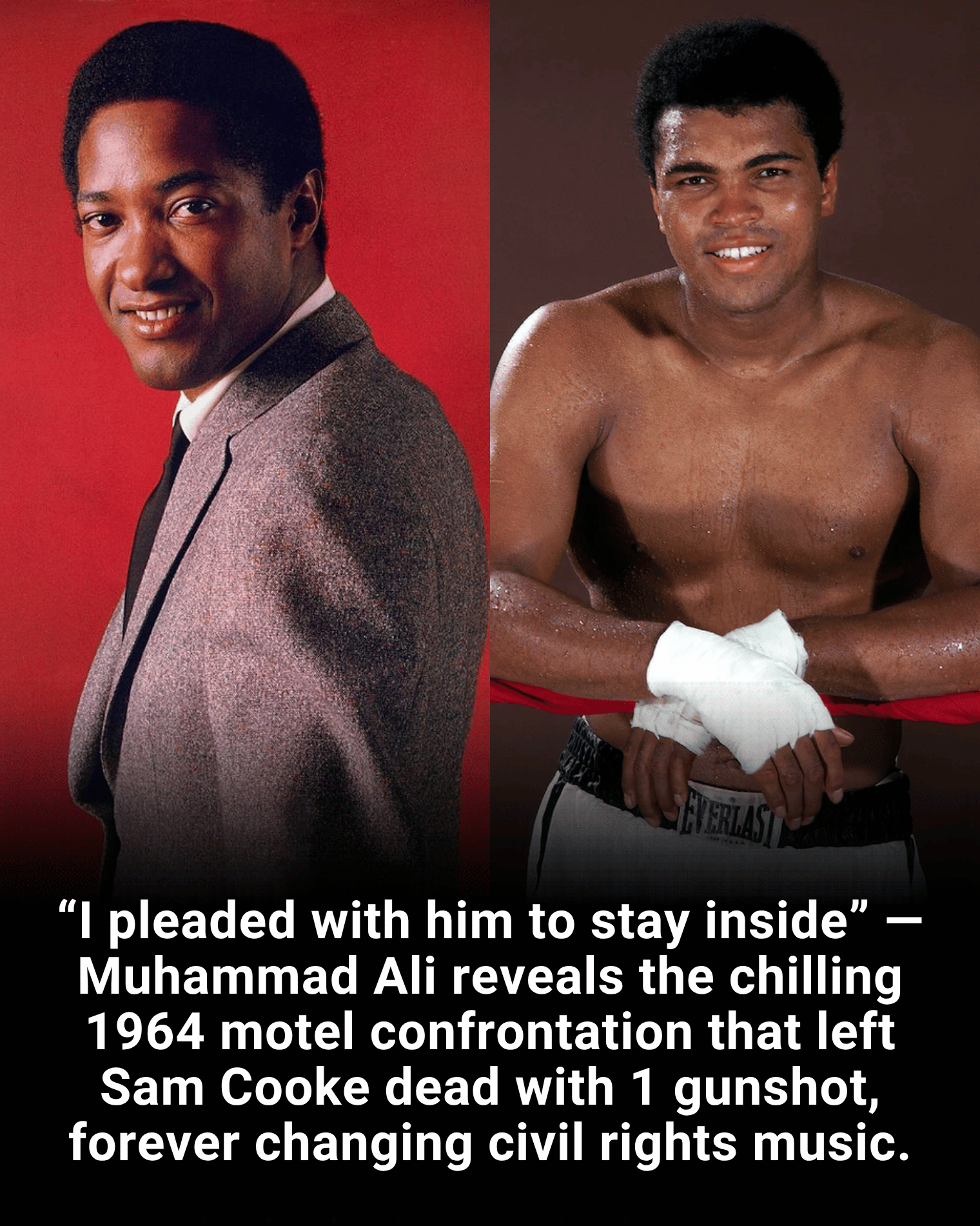 “I pleaded with him to stay inside” — Muhammad Ali reveals the chilling 1964 motel confrontation that left Sam Cooke dead with 1 gunshot, forever changing civil rights music.