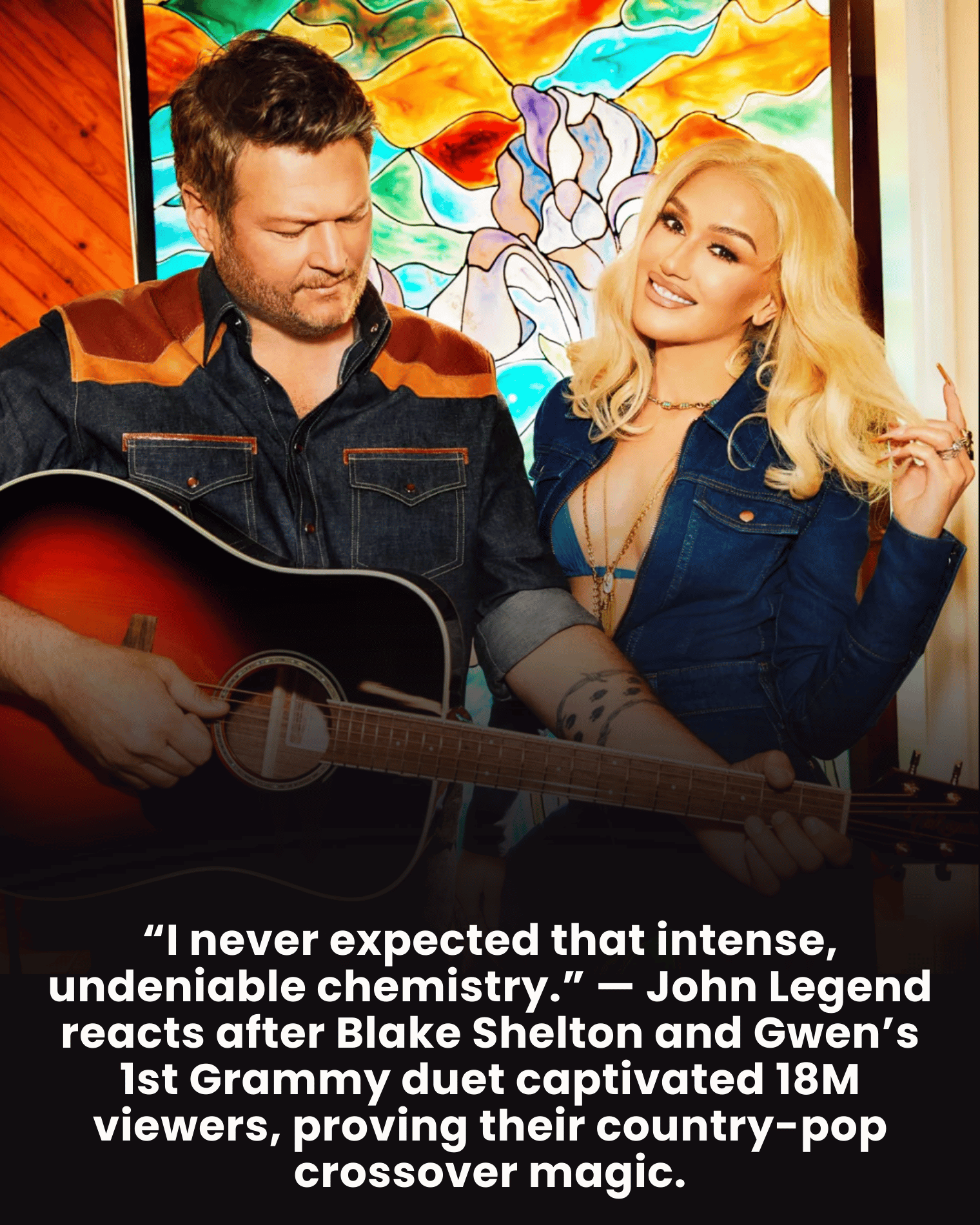 “I never expected that intense, undeniable chemistry.” — John Legend reacts after Blake Shelton and Gwen’s 1st Grammy duet captivated 18M viewers, proving their country-pop crossover magic.