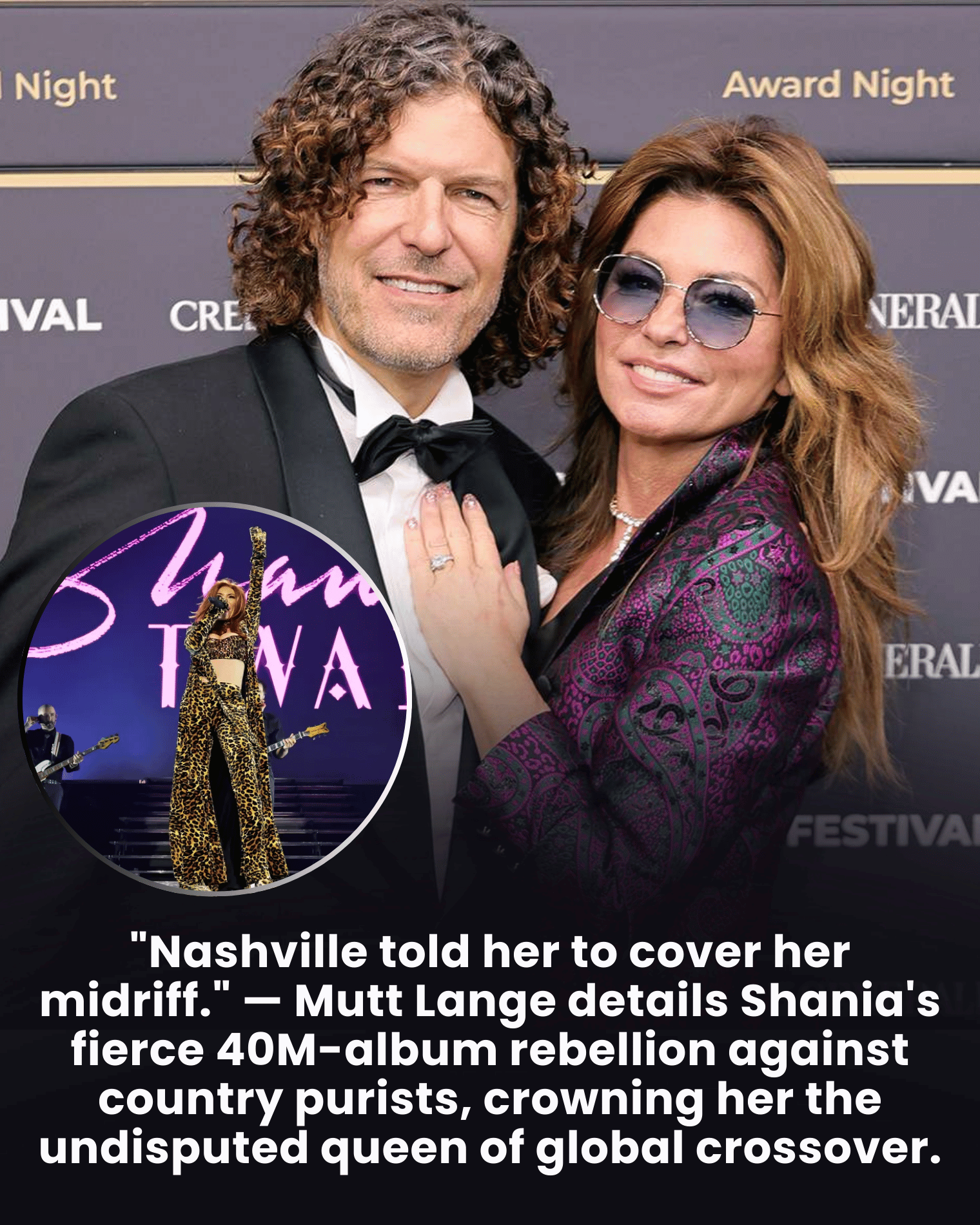 “Nashville told her to cover her midriff.” — Mutt Lange details Shania’s fierce 40M-album rebellion against country purists, crowning her the undisputed queen of global crossover.