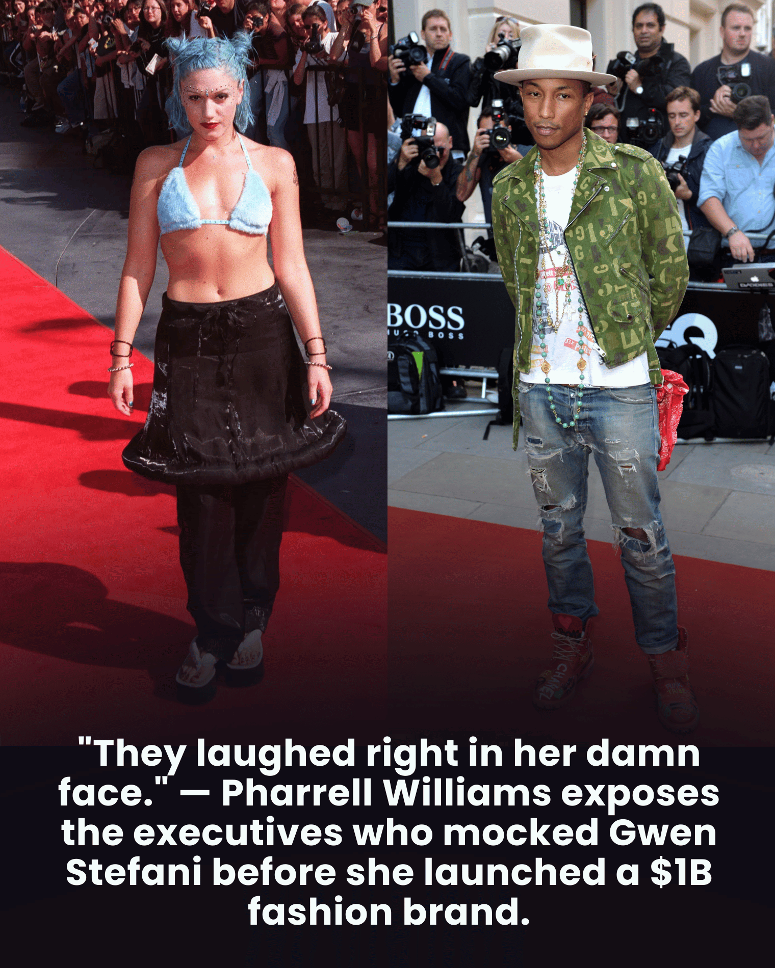 “They laughed right in her damn face.” — Pharrell Williams exposes the executives who mocked Gwen Stefani before she launched a $1B fashion brand.