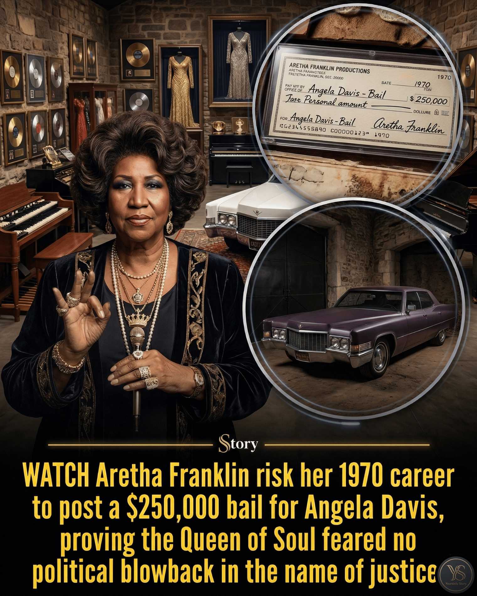 WATCH Aretha Franklin risk her 1970 career to post a $250,000 bail for Angela Davis, proving the Queen of Soul feared no political blowback in the name of justice.