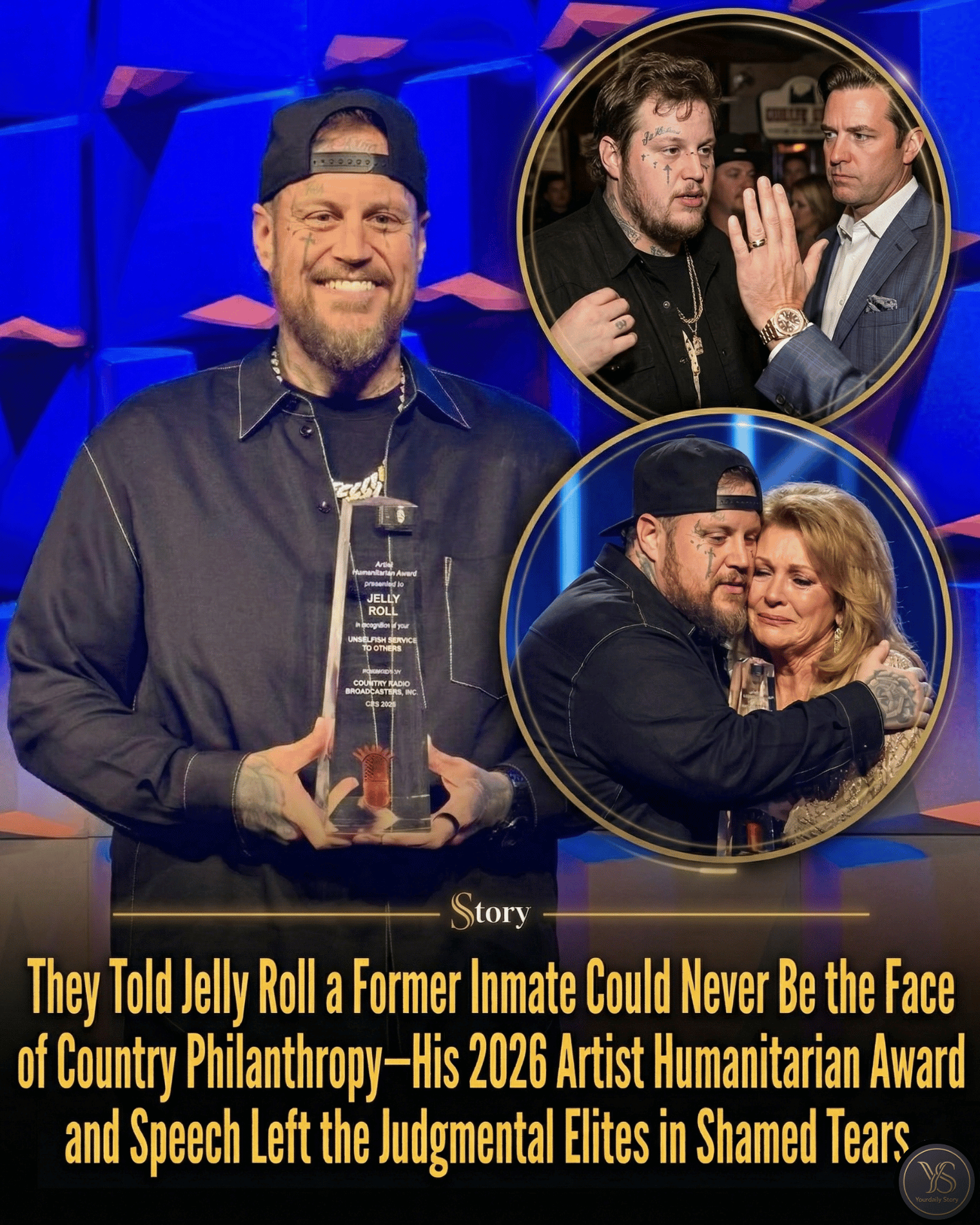 They Told Jelly Roll a Former Inmate Could Never Be the Face of Country Philanthropy—His 2026 Artist Humanitarian Award and Speech Left the Judgmental Elites in Shamed Tears.