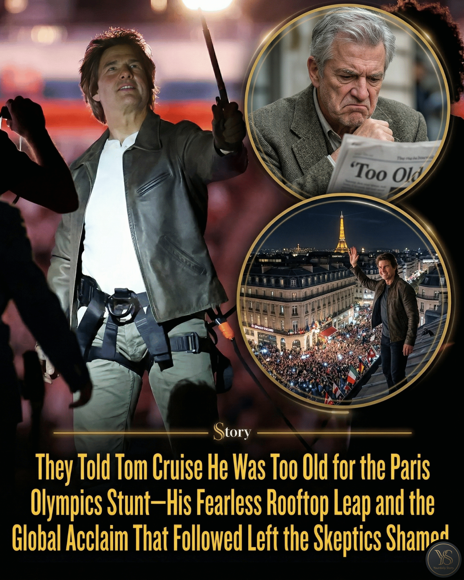 They Told Tom Cruise He Was Too Old for the Paris Olympics Stunt—His Fearless Rooftop Leap and the Global Acclaim That Followed Left the Skeptics Shamed.