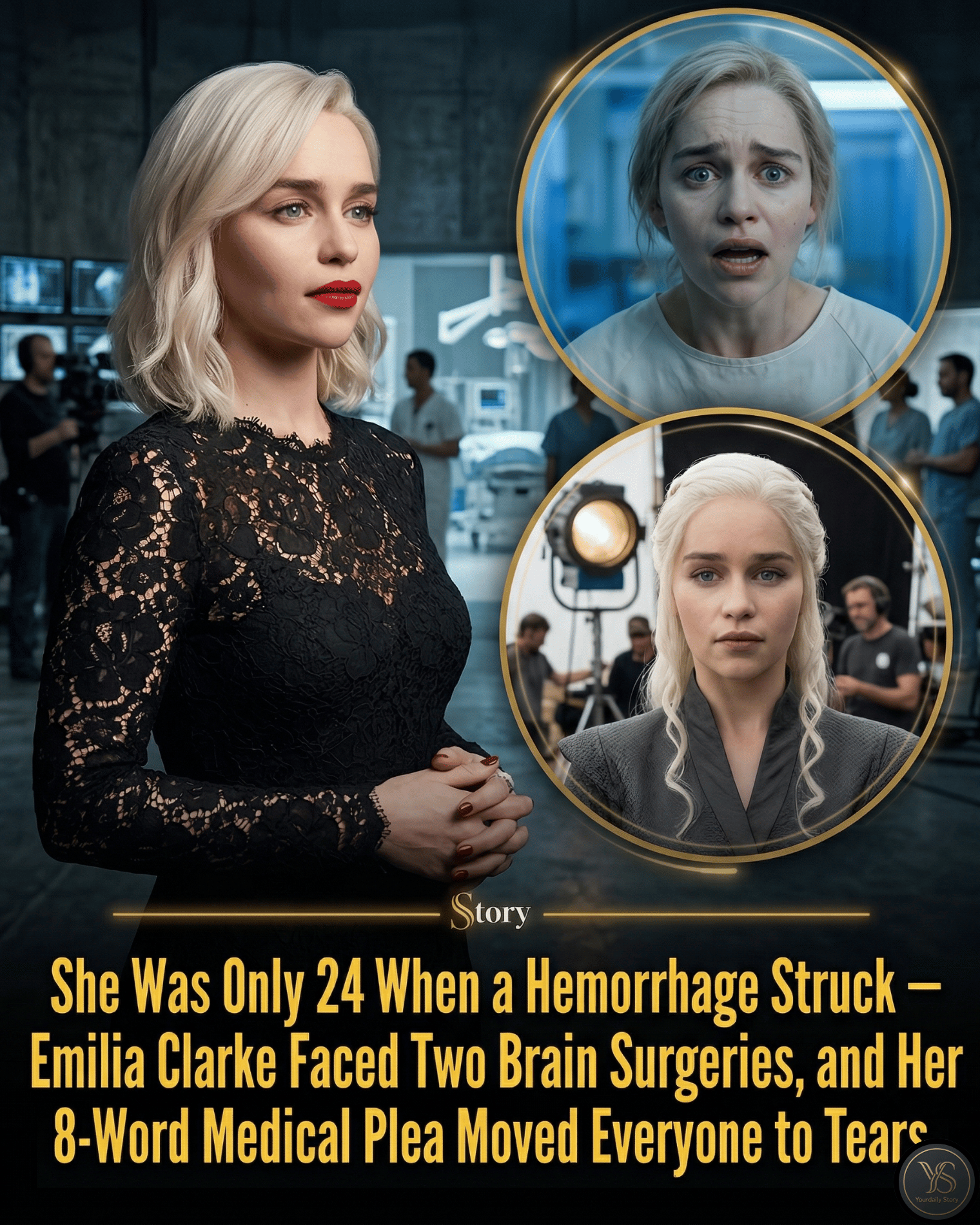 She Was Only 24 When a Hemorrhage Struck — Emilia Clarke Faced Two Brain Surgeries, and Her 8-Word Medical Plea Moved Everyone to Tears.