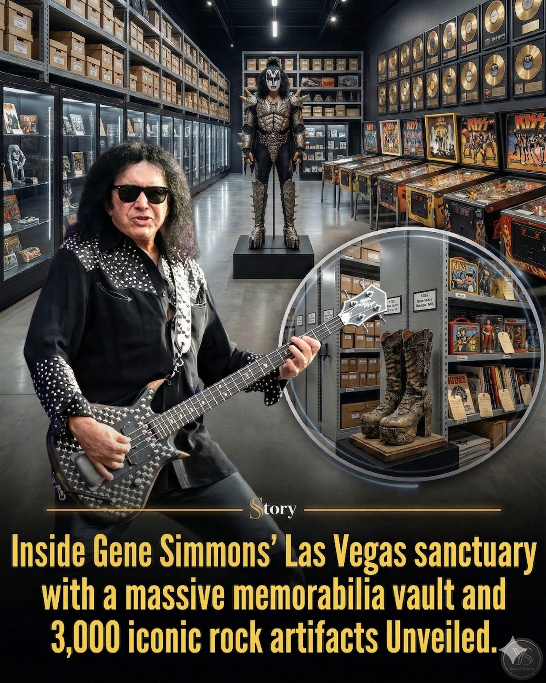 Inside Gene Simmons’ Las Vegas sanctuary with a massive memorabilia vault and 3,000 iconic rock artifacts Unveiled.