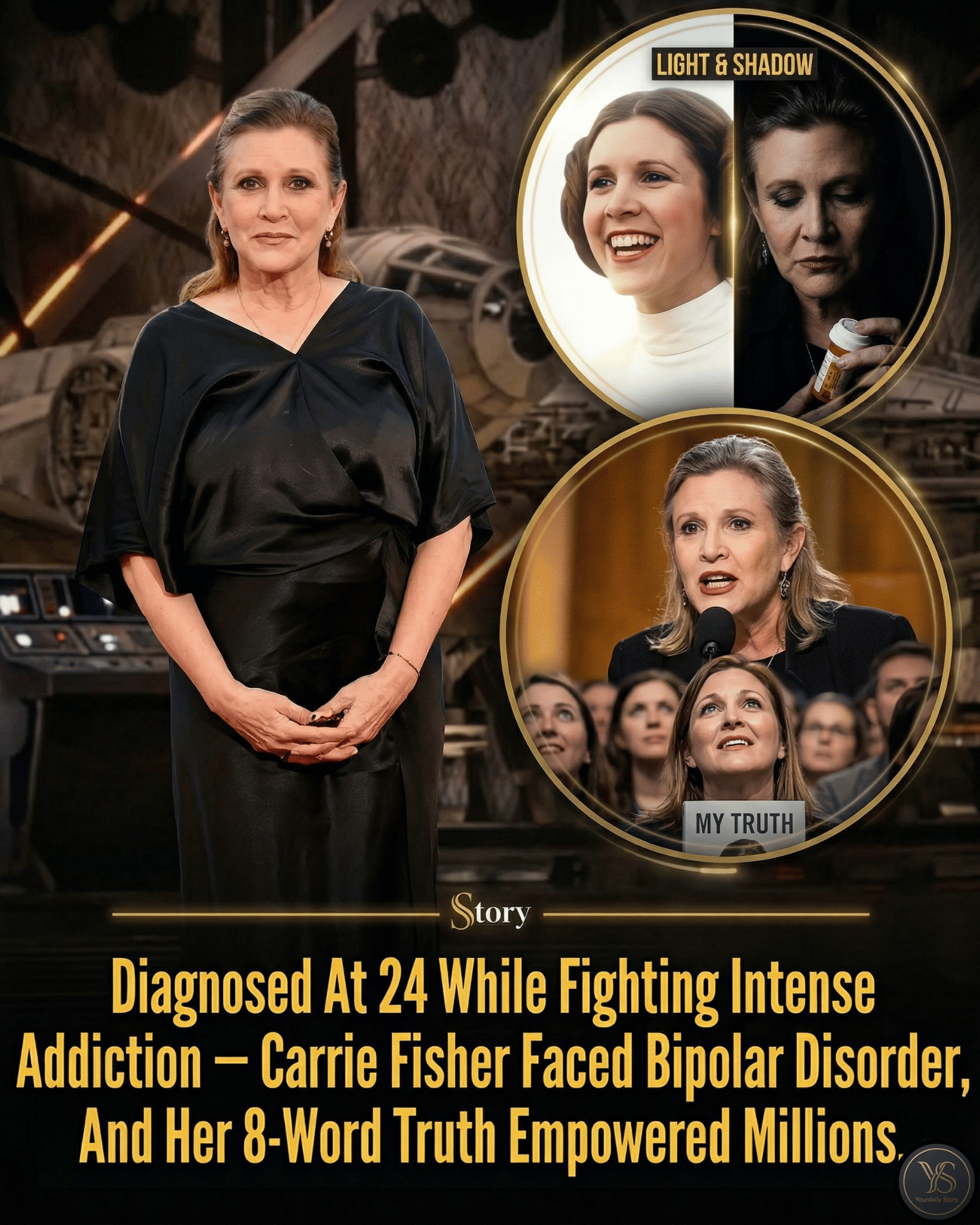 Diagnosed At 24 While Fighting Intense Addiction — Carrie Fisher Faced Bipolar Disorder, And Her 8-Word Truth Empowered Millions.