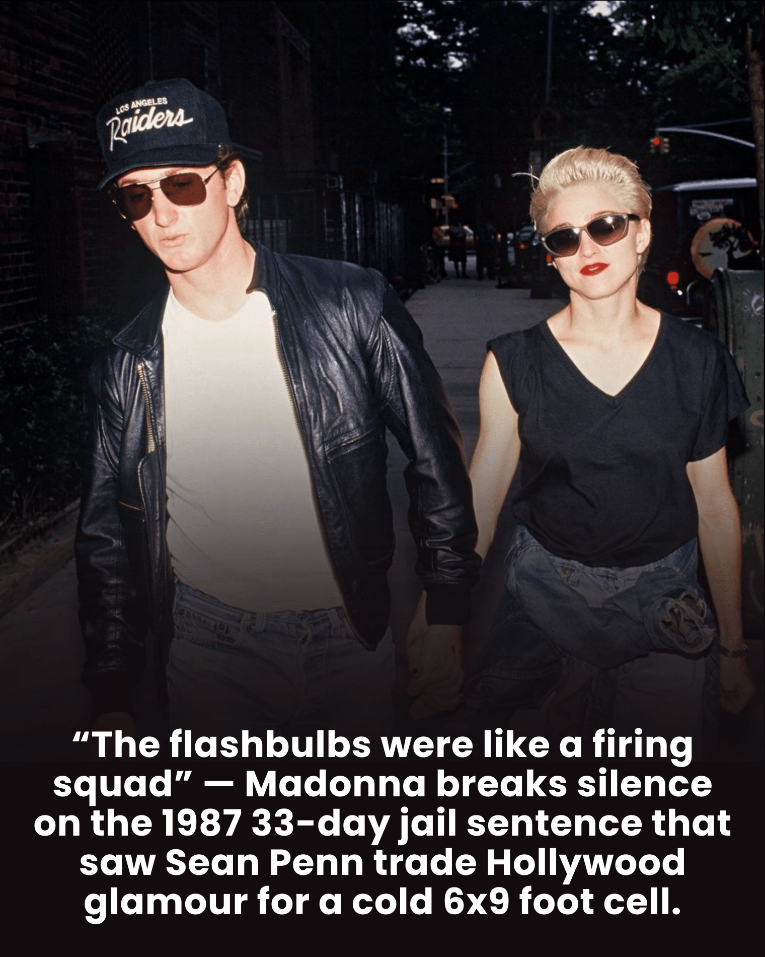 “The flashbulbs were like a firing squad” — Madonna breaks silence on the 1987 33-day jail sentence that saw Sean Penn trade Hollywood glamour for a cold 6×9 foot cell.