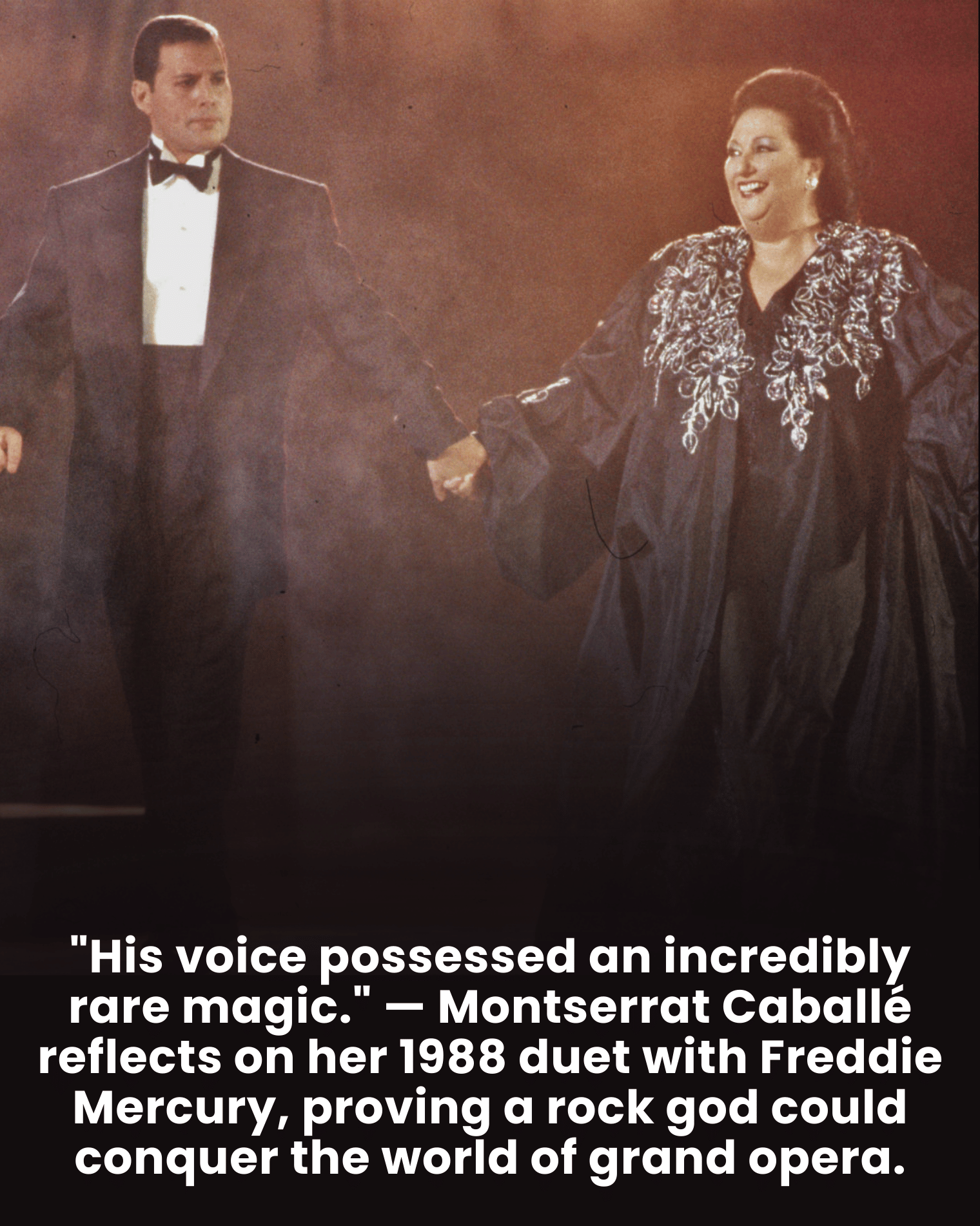 “His voice possessed an incredibly rare magic.” — Montserrat Caballé reflects on her 1988 duet with Freddie Mercury, proving a rock god could conquer the world of grand opera.