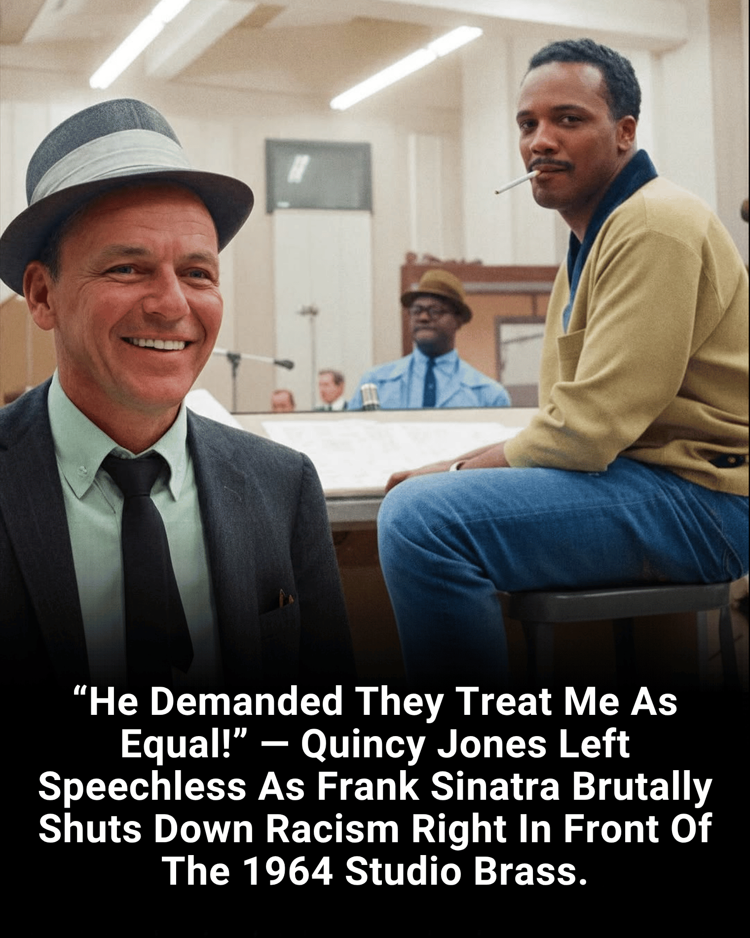 “He Demanded They Treat Me As Equal!” — Quincy Jones Left Speechless As Frank Sinatra Brutally Shuts Down Racism Right In Front Of The 1964 Studio Brass.