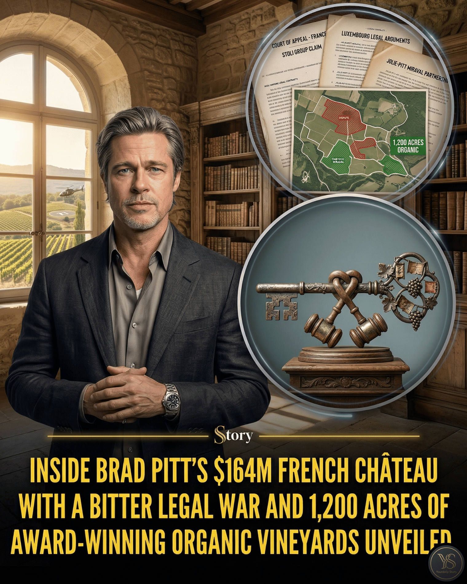 Inside Brad Pitt’s $164M French Château with a bitter legal war and 1,200 acres of award-winning organic vineyards unveiled.
