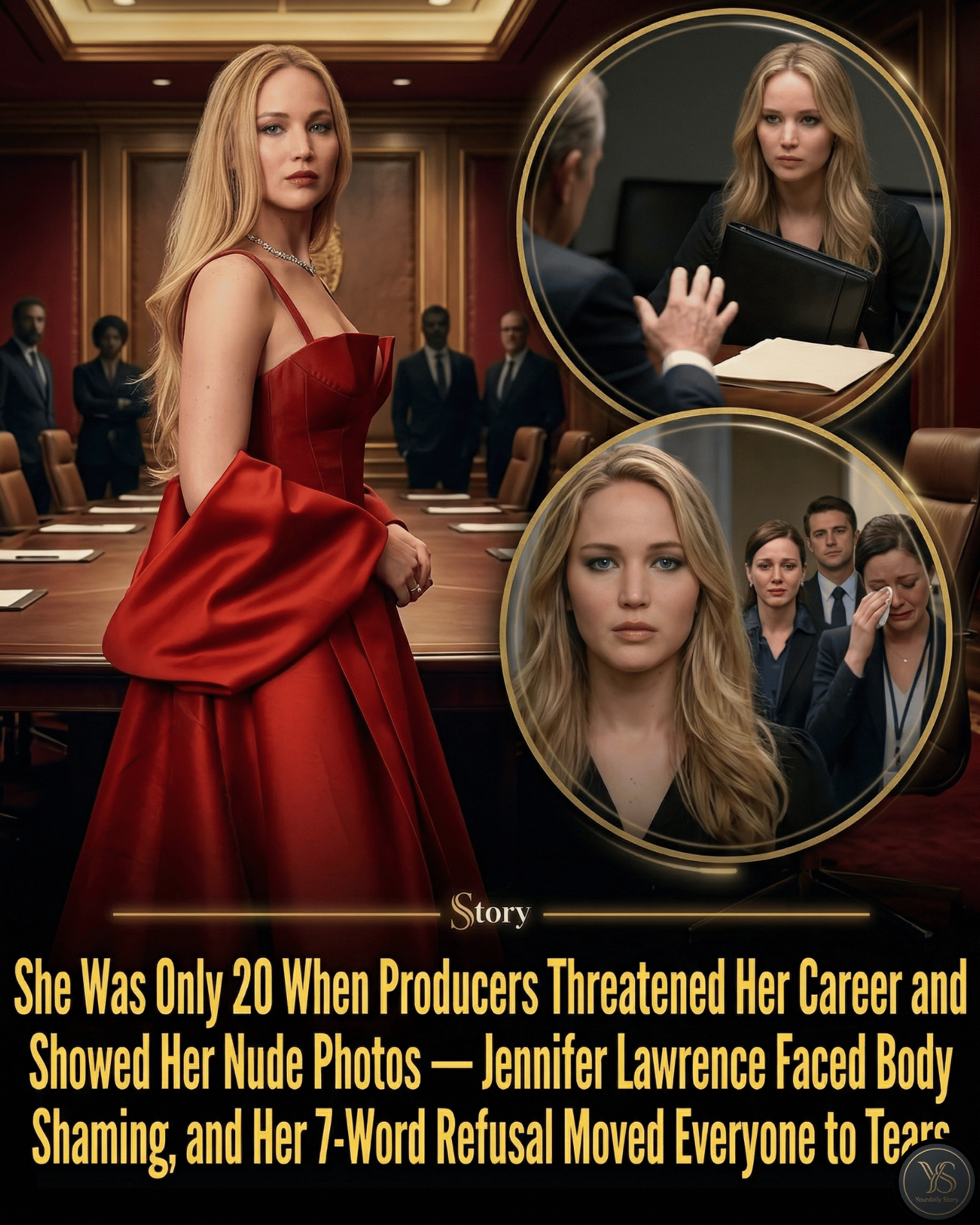 She Was Only 20 When Producers Threatened Her Career and Showed Her Nude Photos — Jennifer Lawrence Faced Body Shaming, and Her 7-Word Refusal Moved Everyone to Tears