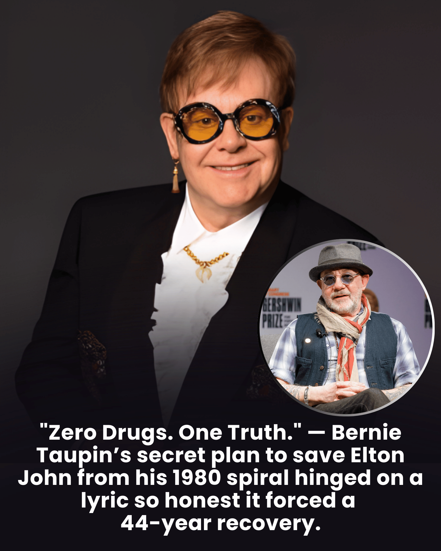 “Zero Drugs. One Truth.” — Bernie Taupin’s secret plan to save Elton John from his 1980 spiral hinged on a lyric so honest it forced a 44-year recovery.