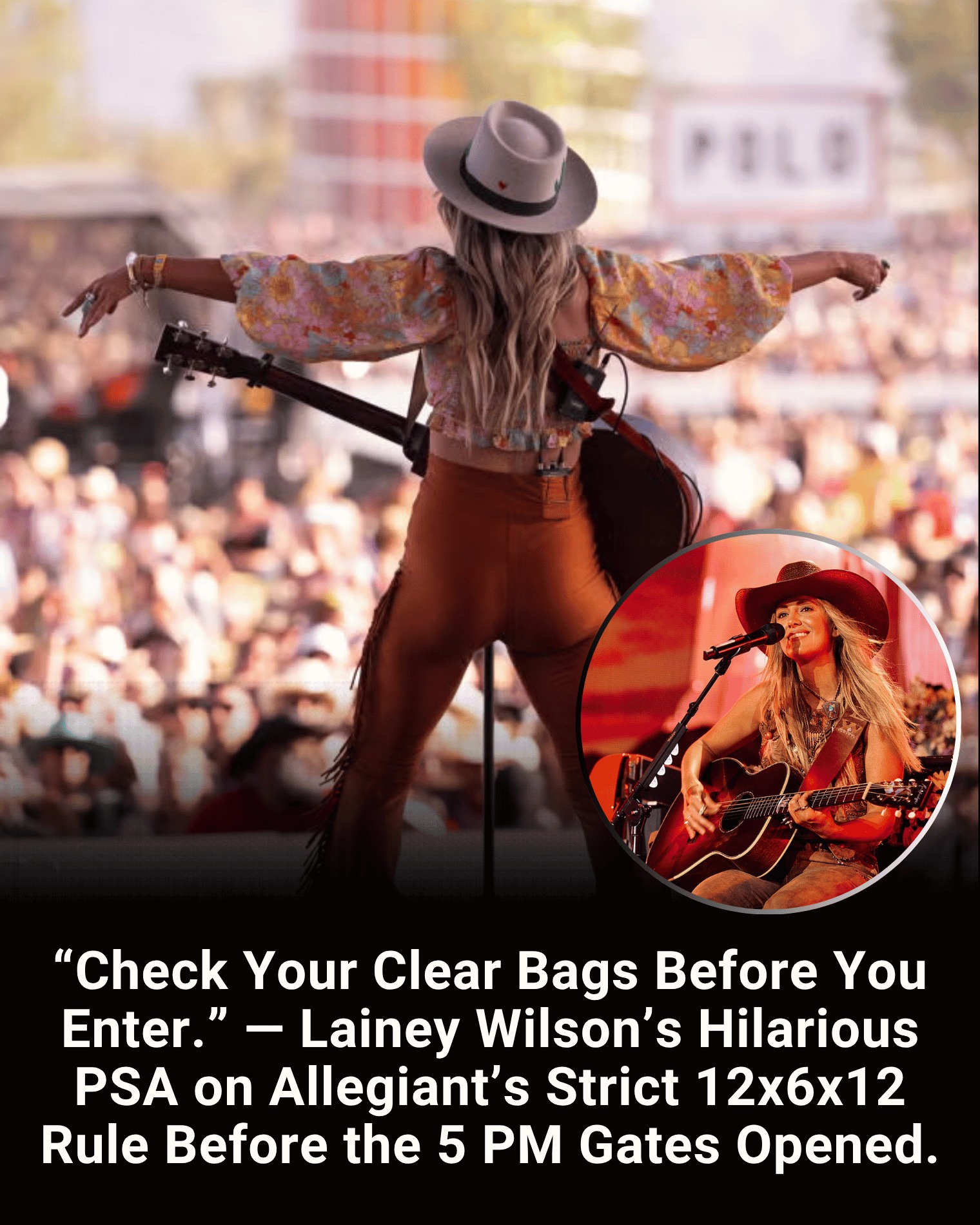 “Check Your Clear Bags Before You Enter.” — Lainey Wilson’s Hilarious PSA on Allegiant’s Strict 12x6x12 Rule Before the 5 PM Gates Opened.