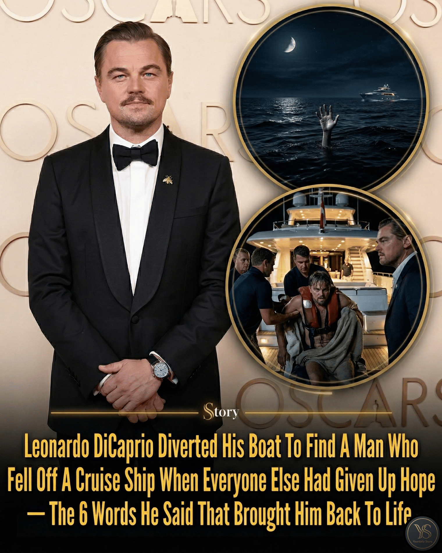 Leonardo DiCaprio Diverted His Boat To Find A Man Who Fell Off A Cruise Ship When Everyone Else Had Given Up Hope — The 6 Words He Said That Brought Him Back To Life.