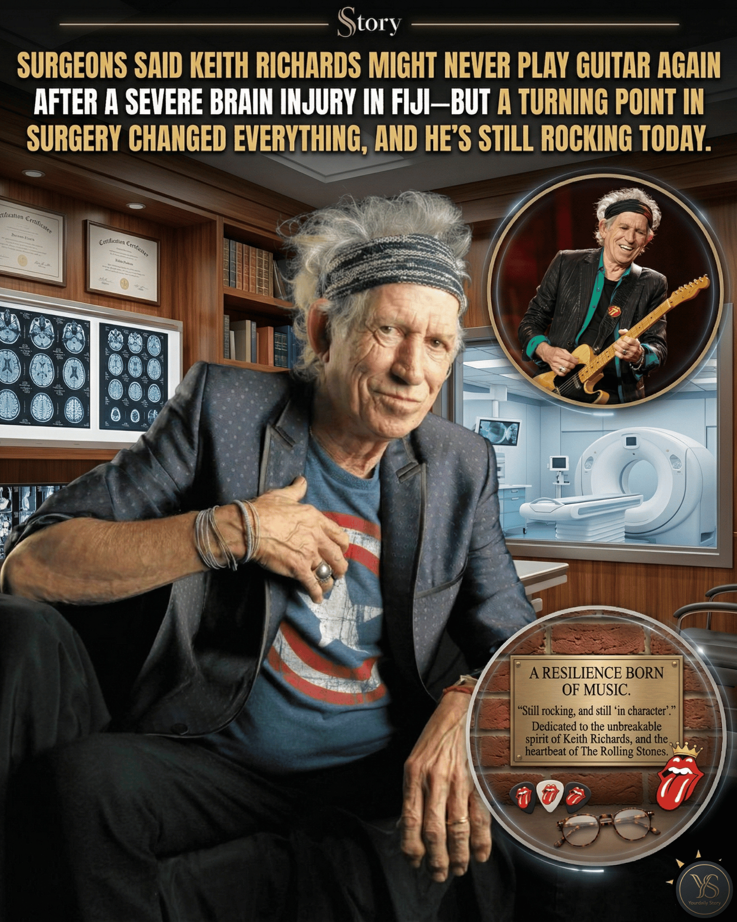 Surgeons Said Keith Richards Might Never Play Guitar Again After A Severe Brain Injury In Fiji—But A Turning Point In Surgery Changed Everything, And He’s Still Rocking Today