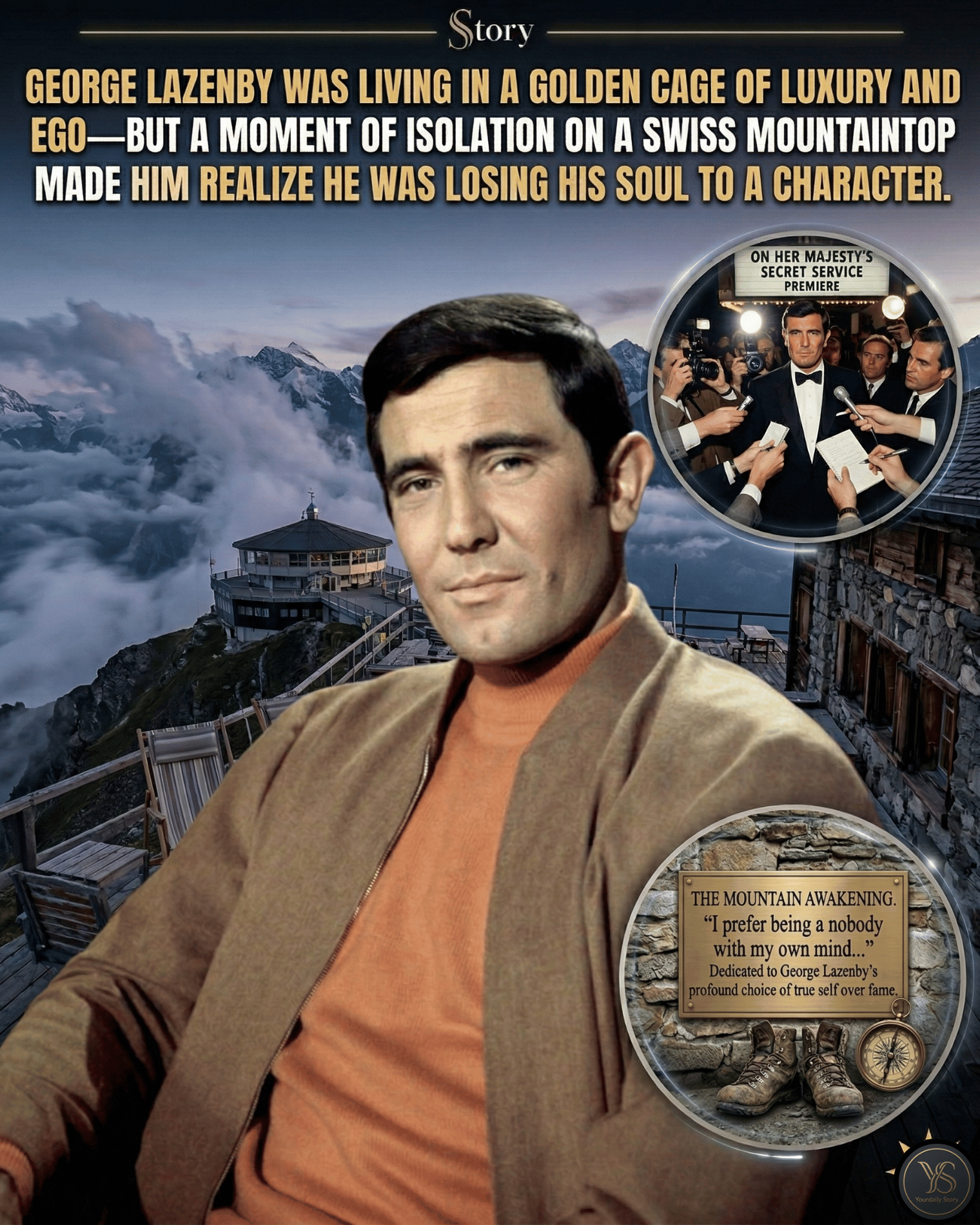 George Lazenby Was Living In A Golden Cage Of Luxury And Ego—But A Moment Of Isolation On A Swiss Mountaintop Made Him Realize He Was Losing His Soul To A Character.