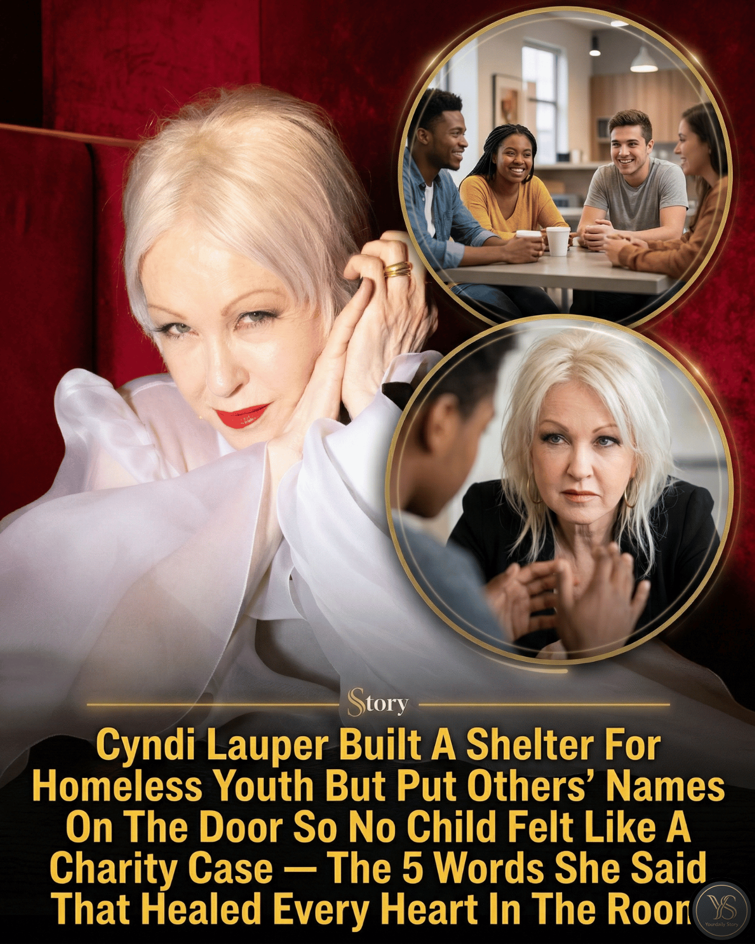 Cyndi Lauper Built A Shelter For Homeless Youth But Put Others’ Names On The Door So No Child Felt Like A Charity Case — The 5 Words She Said That Healed Every Heart In The Room