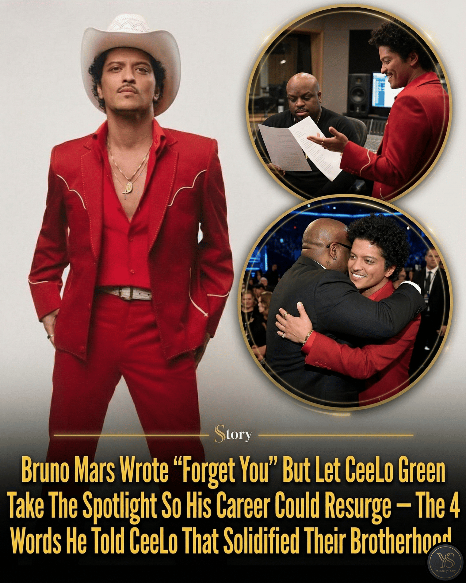 Bruno Mars Wrote “Forget You” But Let CeeLo Green Take The Spotlight So His Career Could Resurge — The 4 Words He Told CeeLo That Solidified Their Brotherhood.