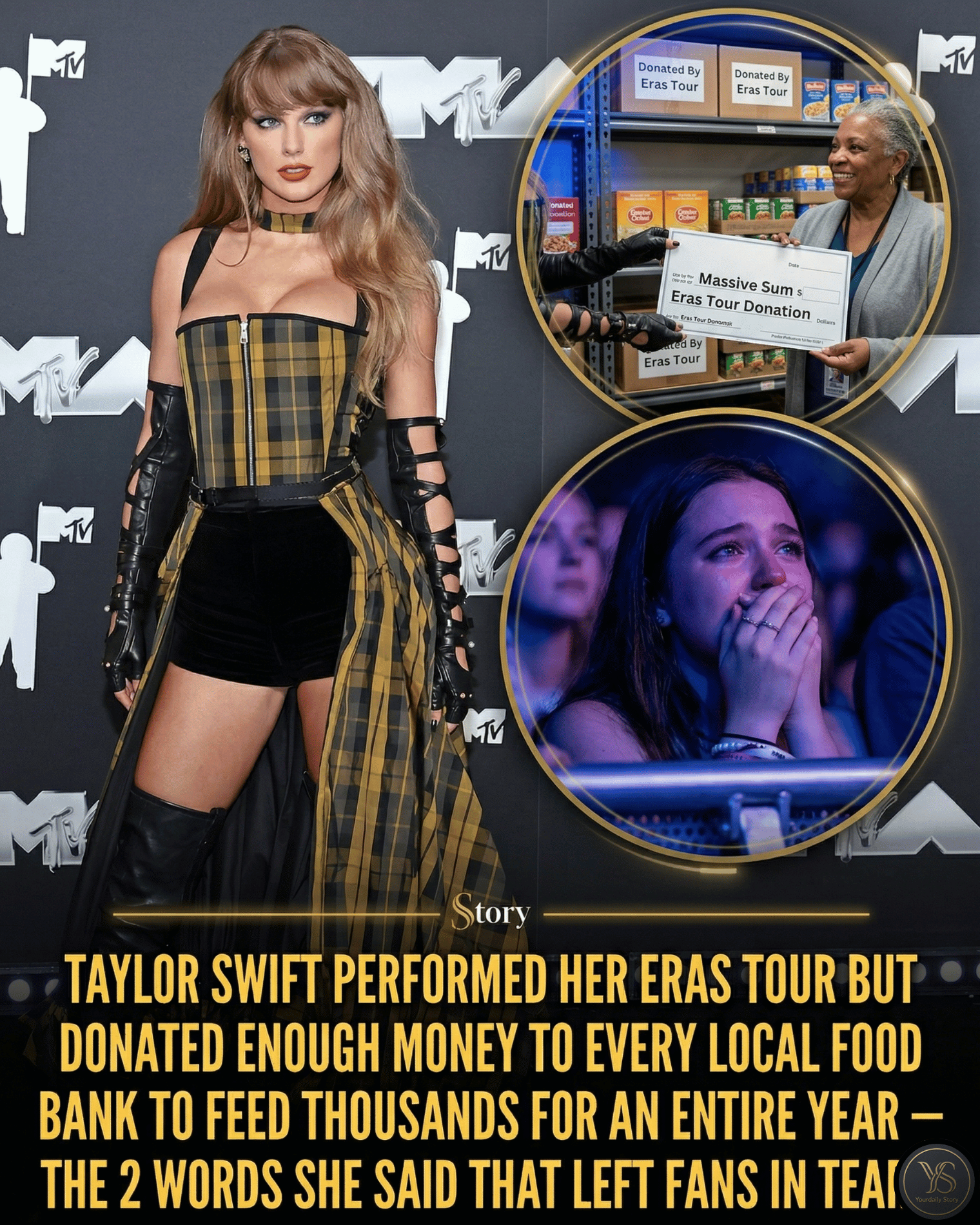 Taylor Swift Performed Her Eras Tour But Donated Enough Money To Every Local Food Bank To Feed Thousands For An Entire Year — The 2 Words She Said That Left Fans In Tears.