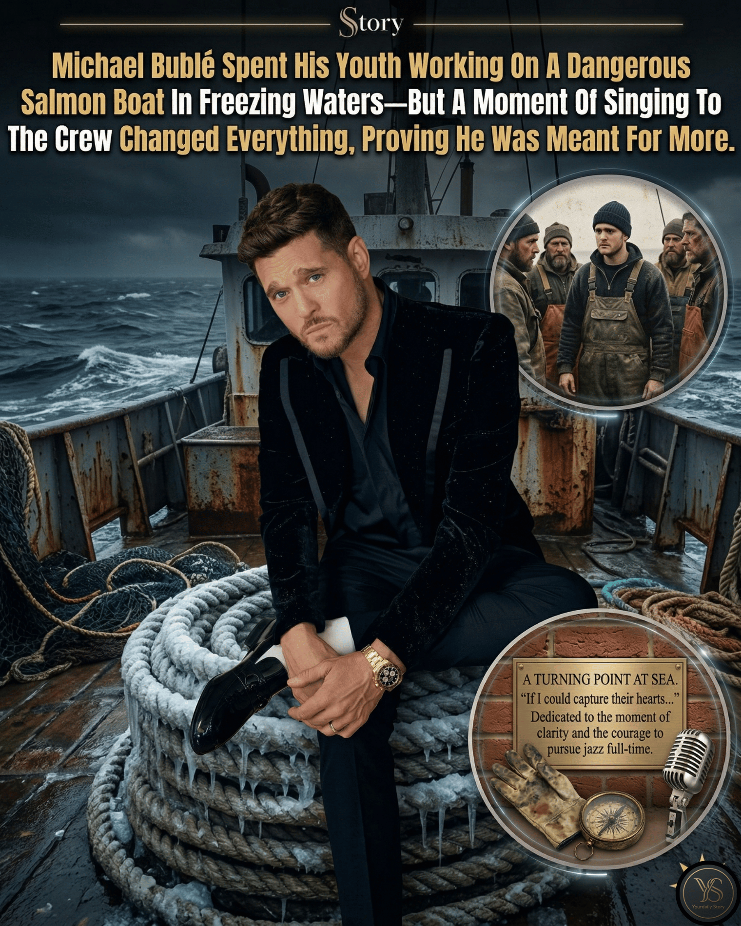 Michael Bublé Spent His Youth Working On A Dangerous Salmon Boat In Freezing Waters—But A Moment Of Singing To The Crew Changed Everything, Proving He Was Meant For More.