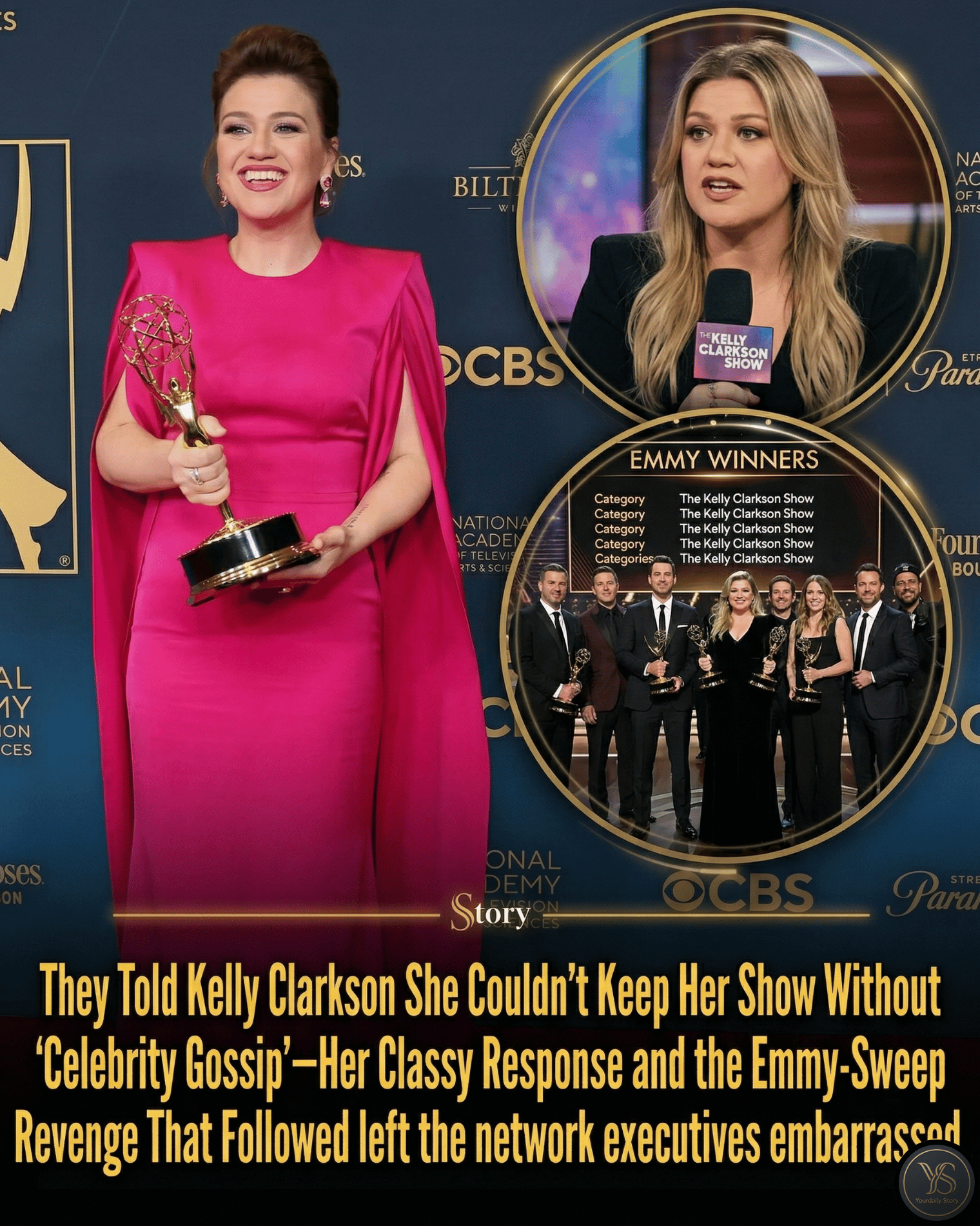 They Told Kelly Clarkson She Couldn’t Keep Her Show Without ‘Celebrity Gossip’—Her Classy Response and the Emmy-Sweep Revenge That Followed left the network executives embarrassed.