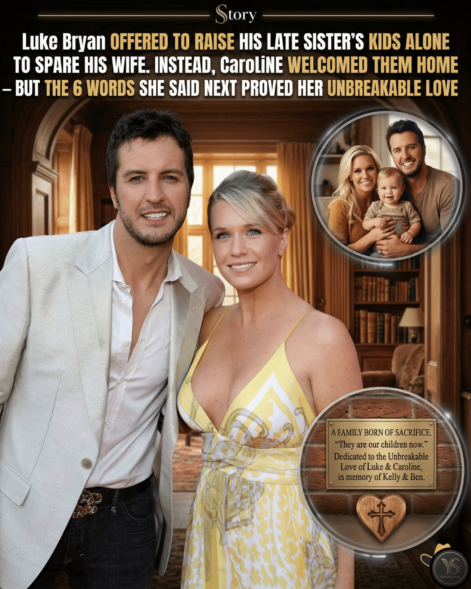 Luke Bryan Offered To Raise His Late Sister’s Kids Alone To Spare His Wife. Instead, Caroline Welcomed Them Home — But The 6 Words She Said Next Proved Her Unbreakable Love