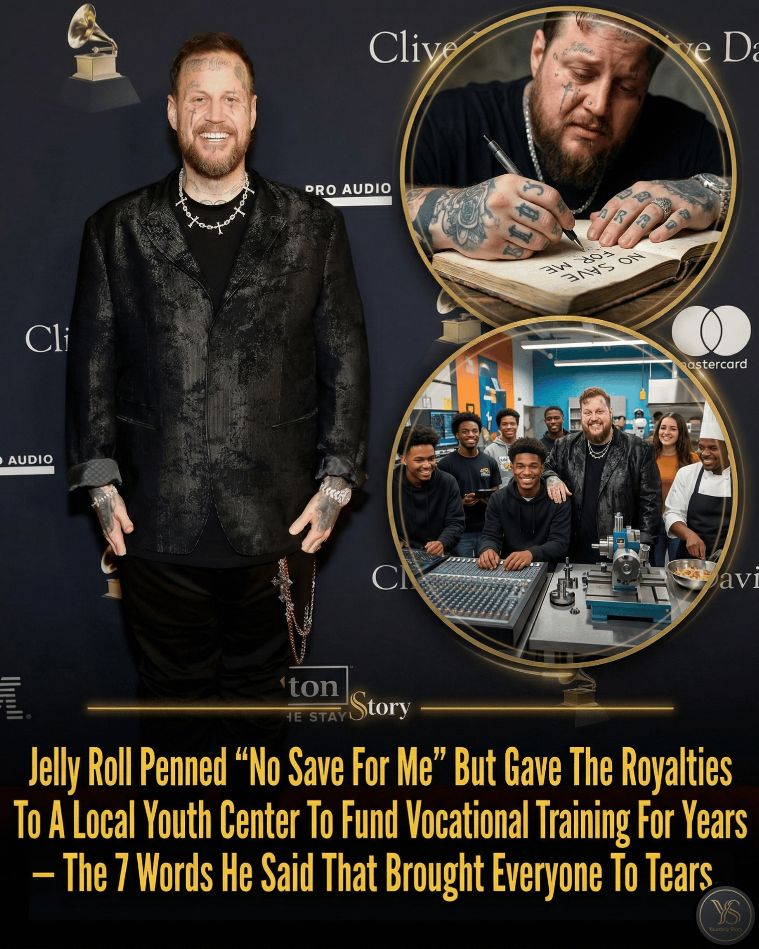 Jelly Roll Penned “No Save For Me” But Gave The Royalties To A Local Youth Center To Fund Vocational Training For Years — The 7 Words He Said That Brought Everyone To Tears