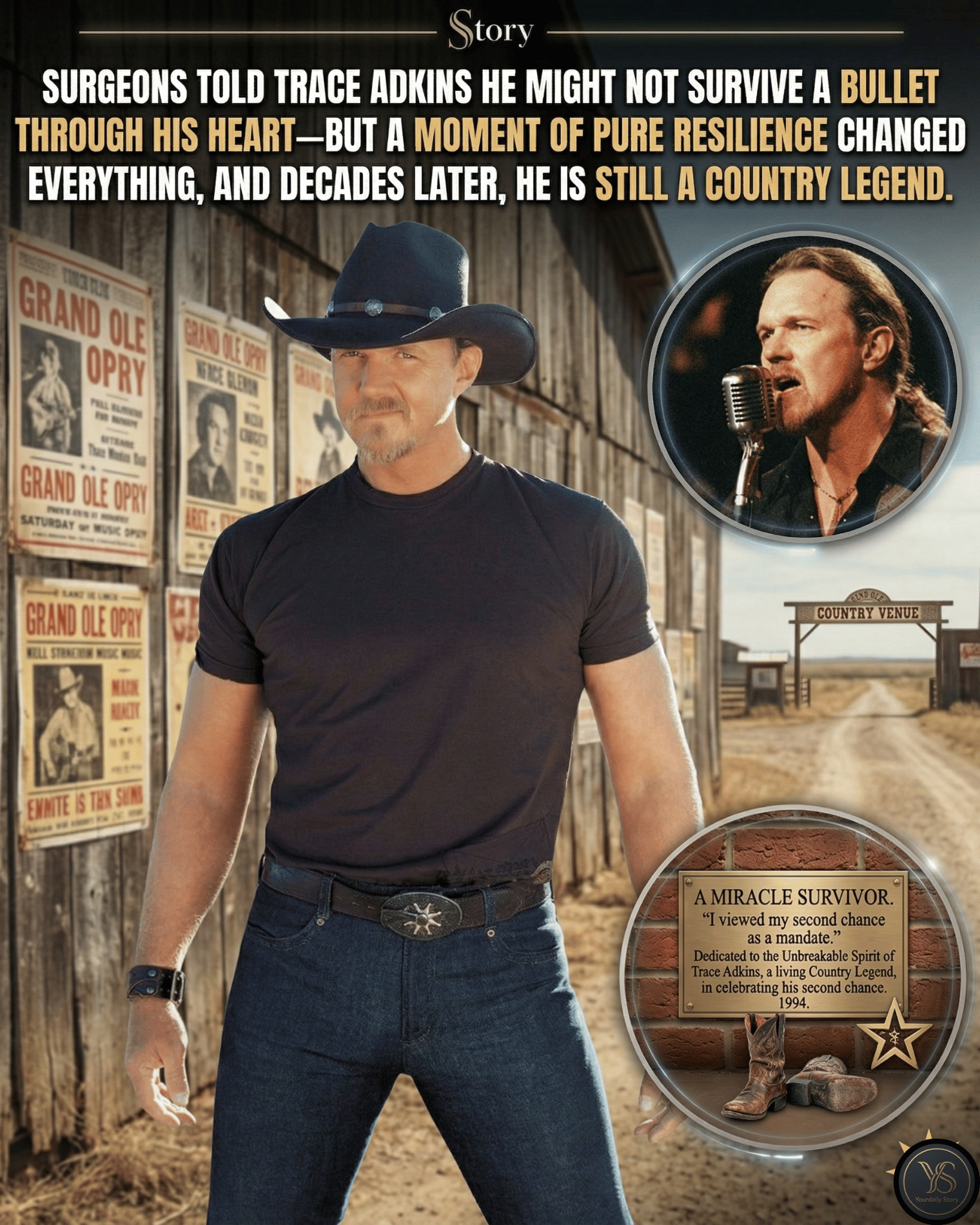 Surgeons Told Trace Adkins He Might Not Survive A Bullet Through His Heart—But A Moment Of Pure Resilience Changed Everything, And Decades Later, He Is Still A Country Legend.