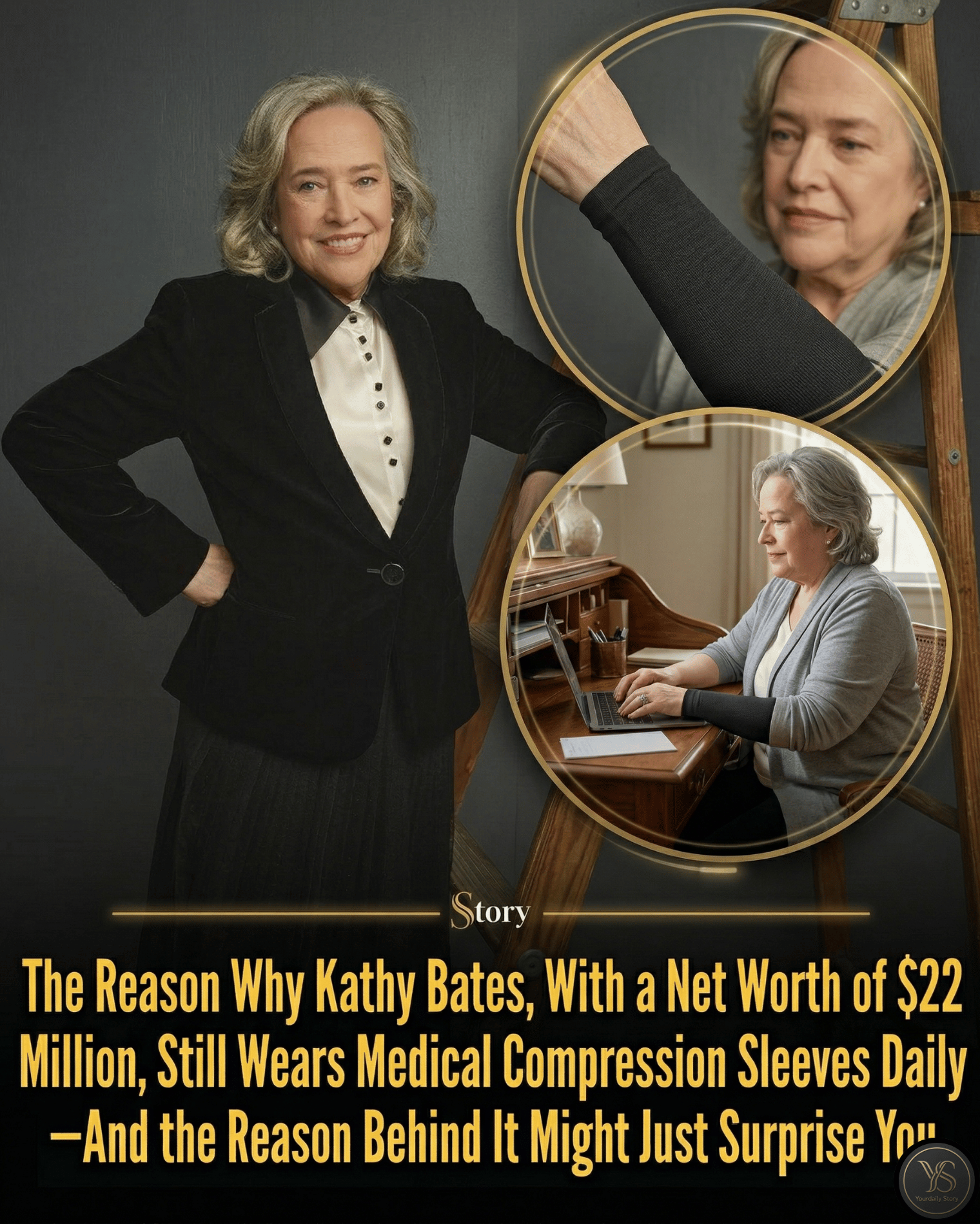 The Reason Why Kathy Bates, With a Net Worth of $22 Million, Still Wears Medical Compression Sleeves Daily—And the Reason Behind It Might Just Surprise You