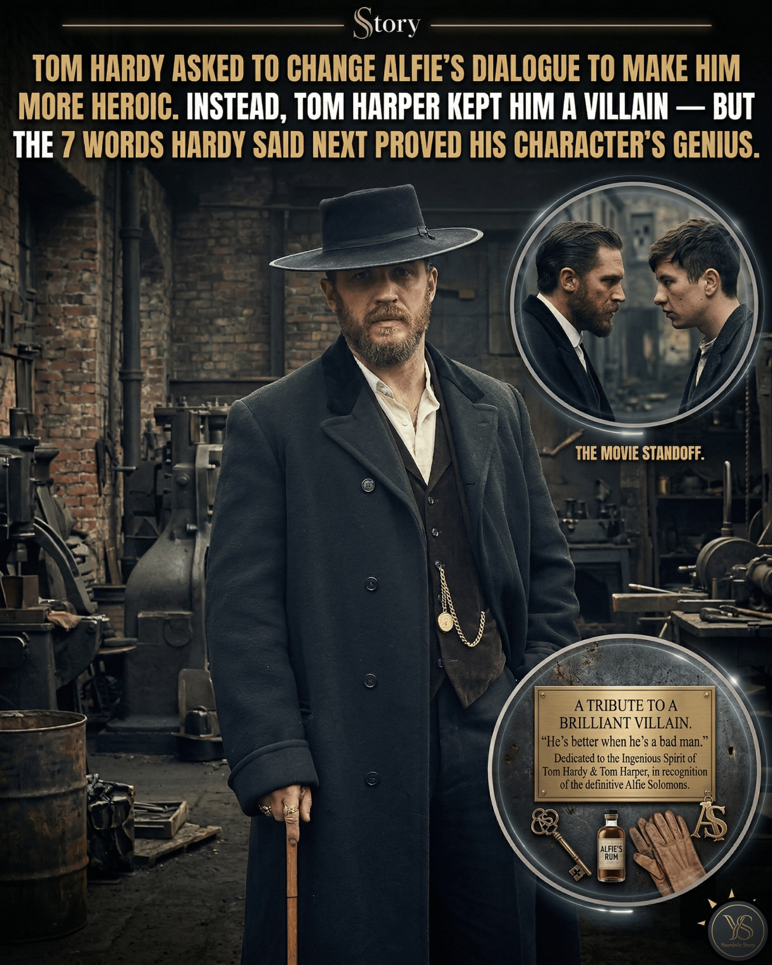 Tom Hardy Asked To Change Alfie’s Dialogue To Make Him More Heroic. Instead, Tom Harper Kept Him A Villain — But The 7 Words Hardy Said Next Proved His Character’s Genius