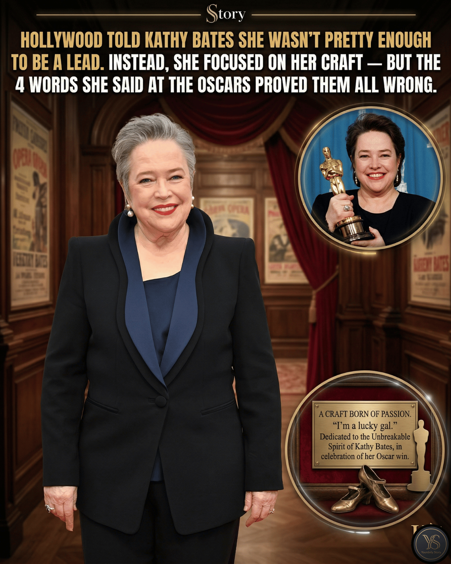 Hollywood Told Kathy Bates She Wasn’t Pretty Enough To Be A Lead. Instead, She Focused On Her Craft — But The 4 Words She Said At The Oscars Proved Them All Wrong.