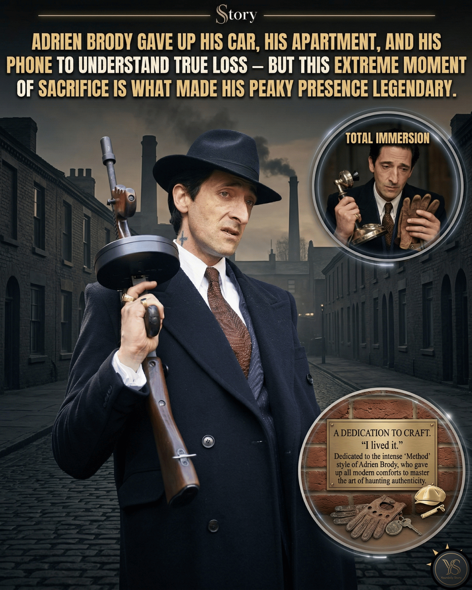 Adrien Brody gave up his car, his apartment, and his phone to understand true loss—but this extreme moment of sacrifice is what made his Peaky presence legendary.