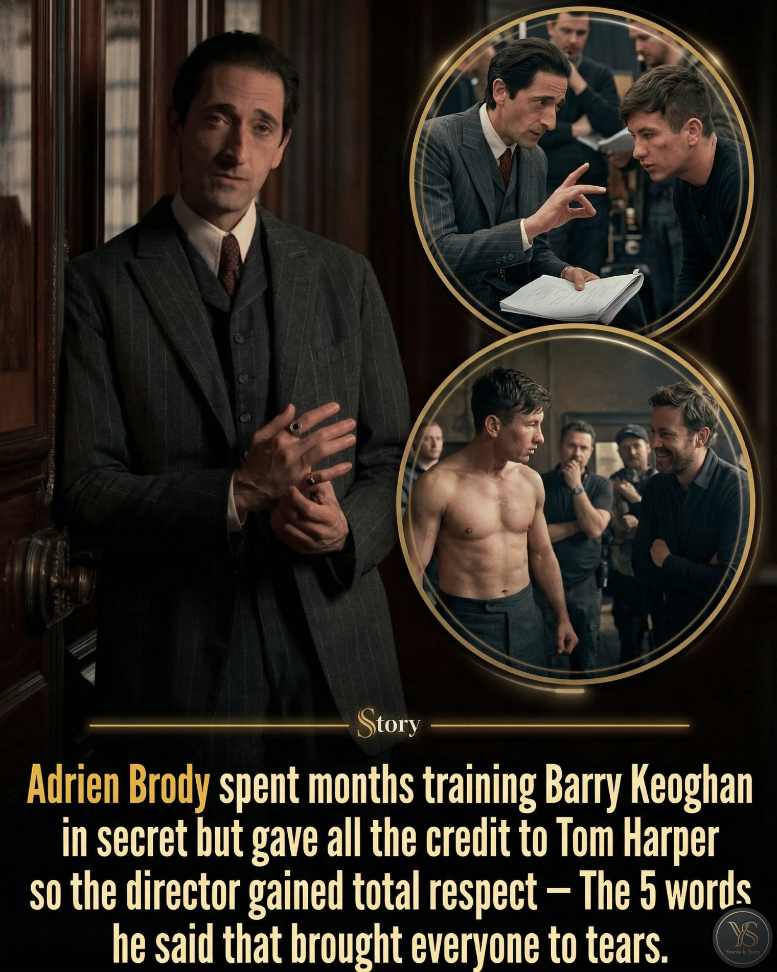 Adrien Brody spent months training Barry Keoghan in secret but gave all the credit to Tom Harper so the director gained total respect — The 5 words he said that brought everyone to tears.